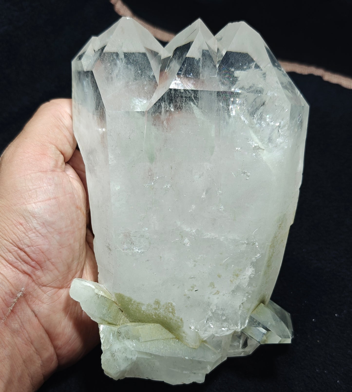 Natural terminated phantom Quartz  cluster with chlorite inclusions 1460 grams