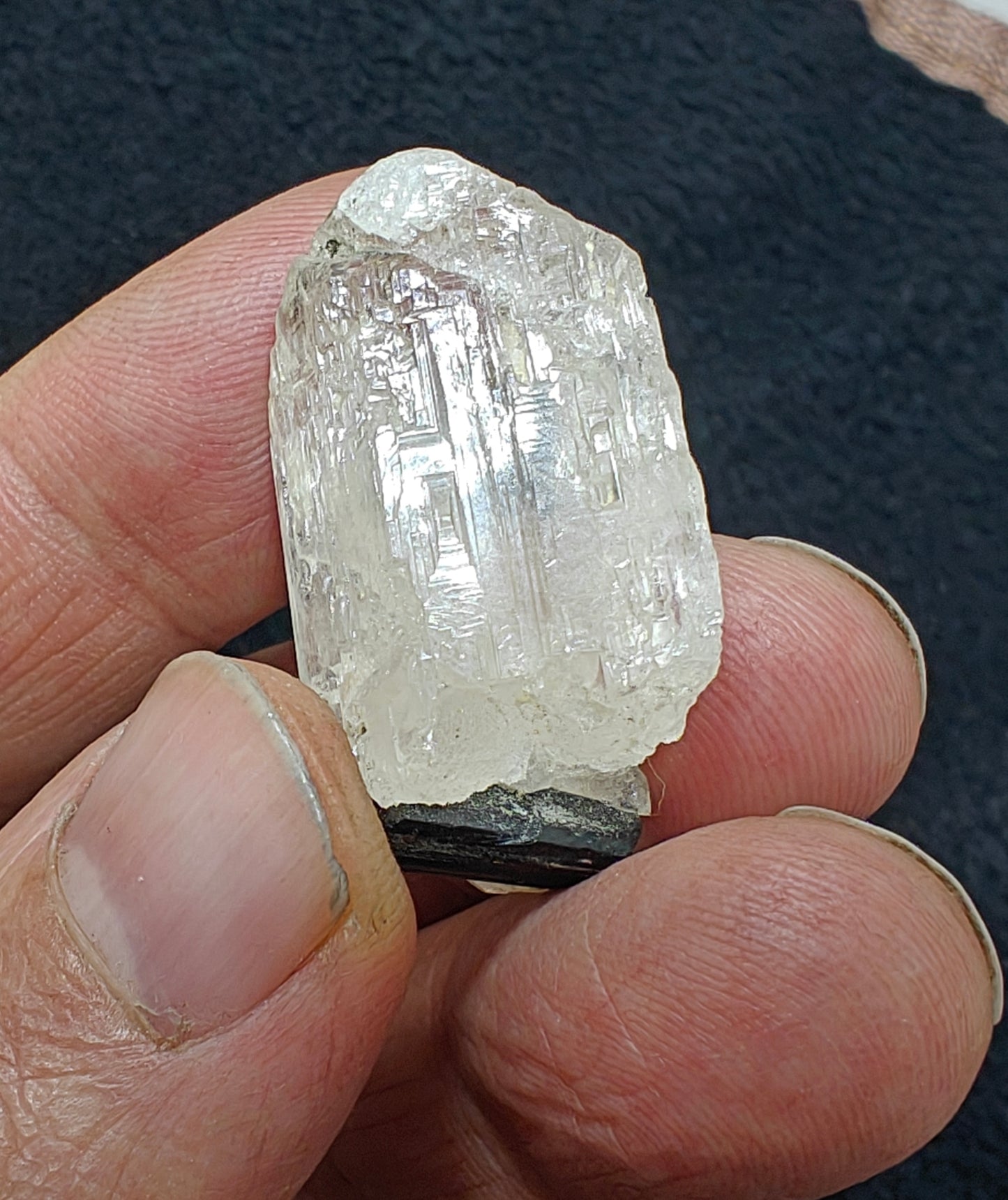 Natural terminated topaz crystal with black tourmaline 17 grams