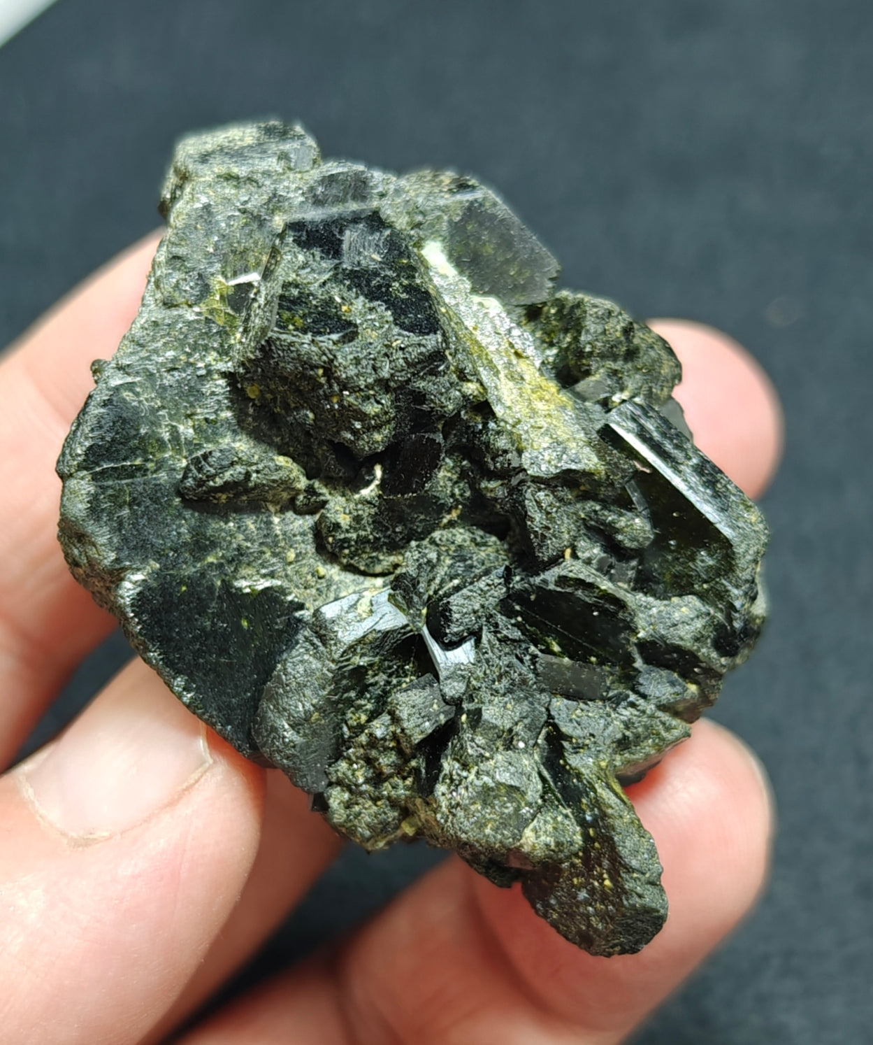 Natural dark green color epidote crystal 77 grams