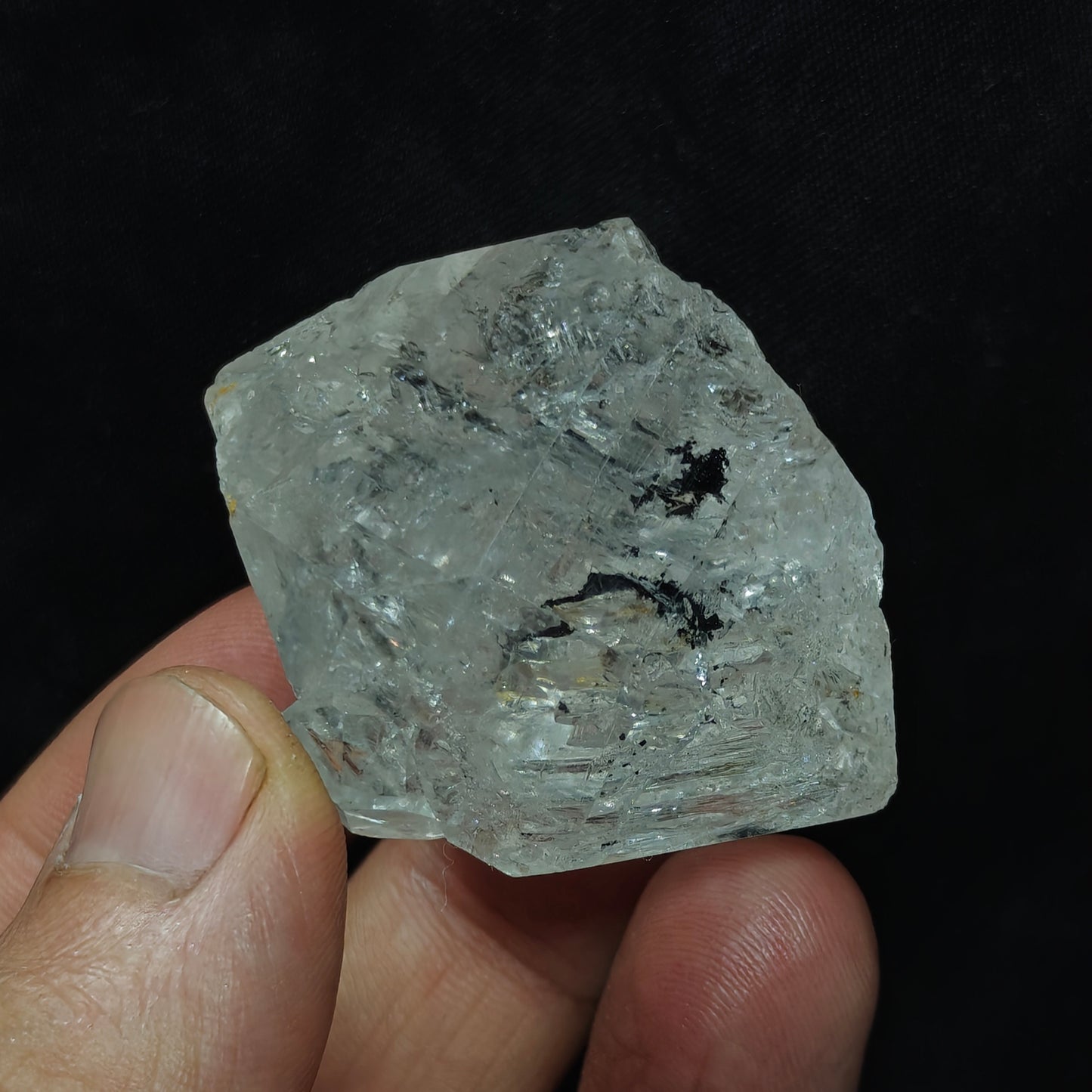 double terminated diamond like quartz crystal with carbon inclusions 57 grams