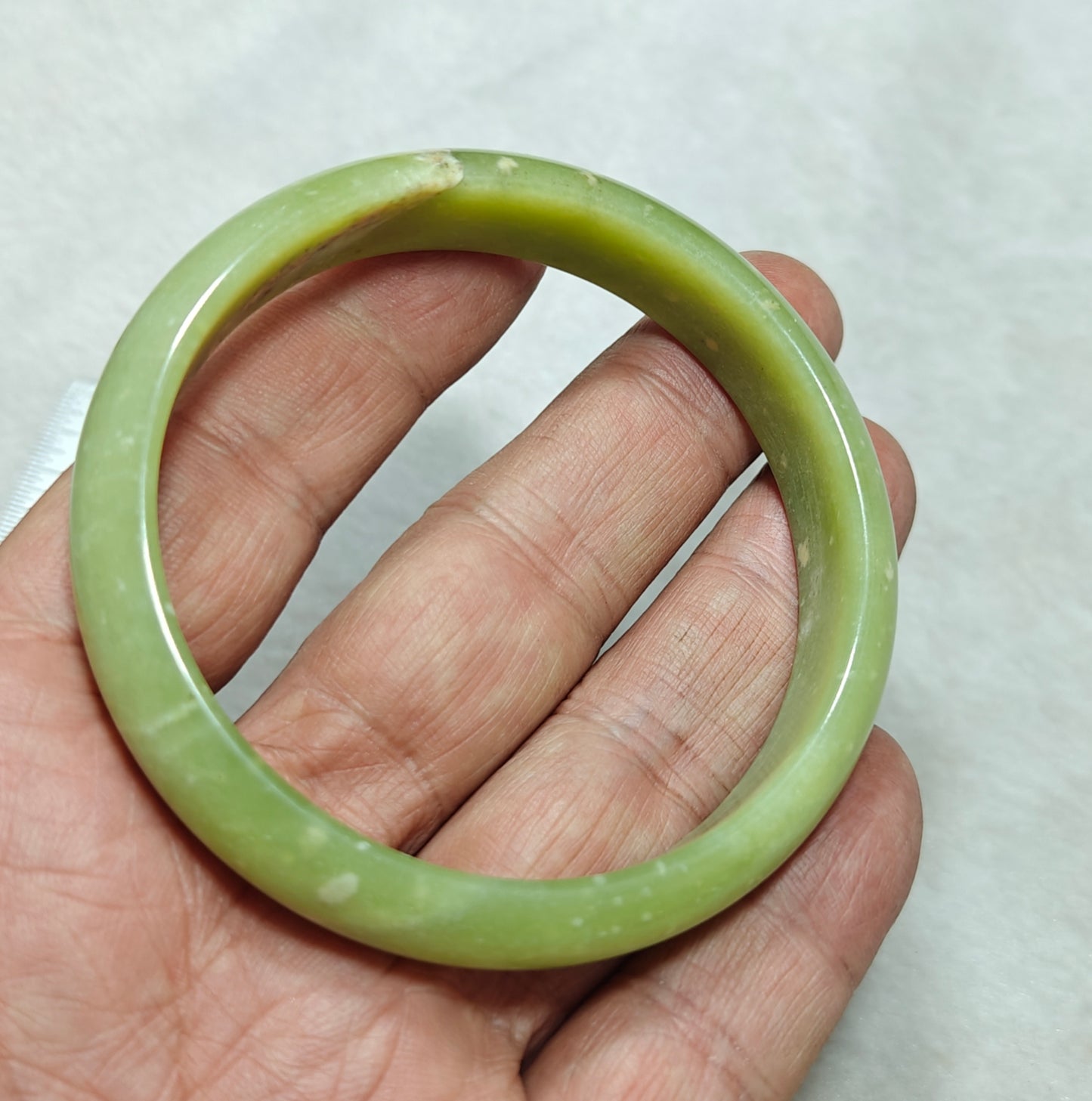65 mm Size natural serpentine Bangle olive green color