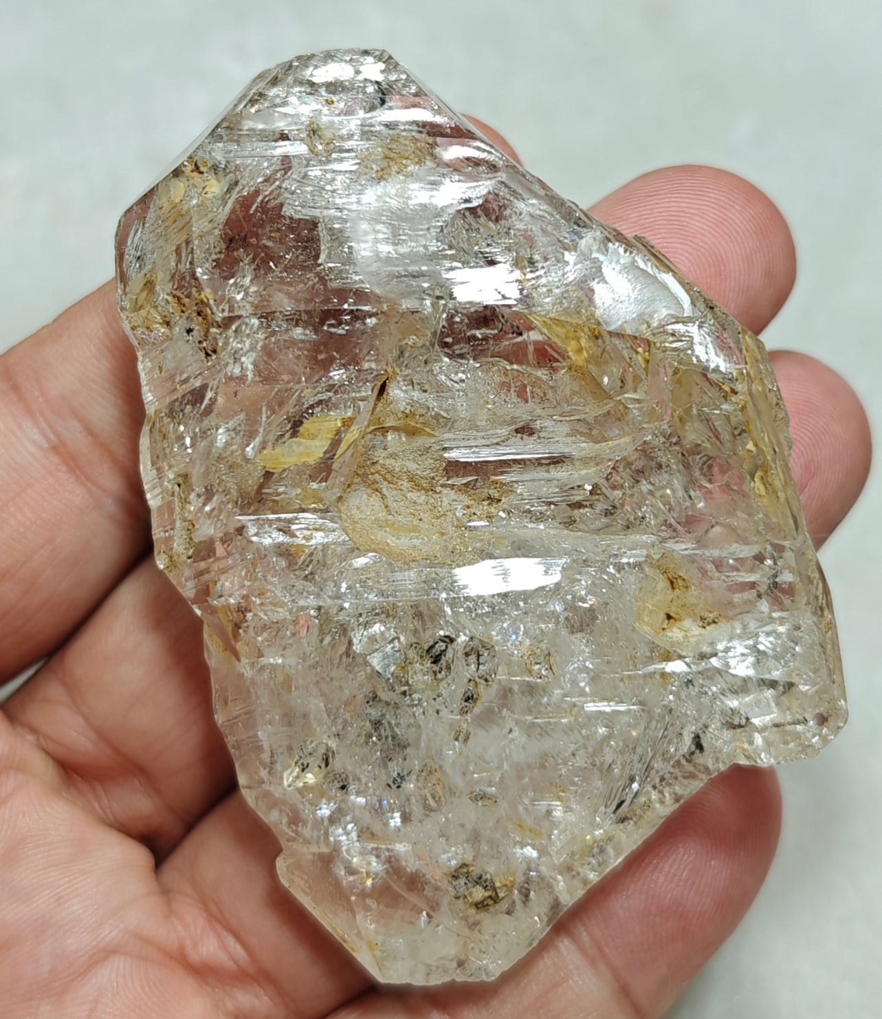 Beautiful double terminated Fenster Skeletal Quartz crystal with clay filling 94 grams
