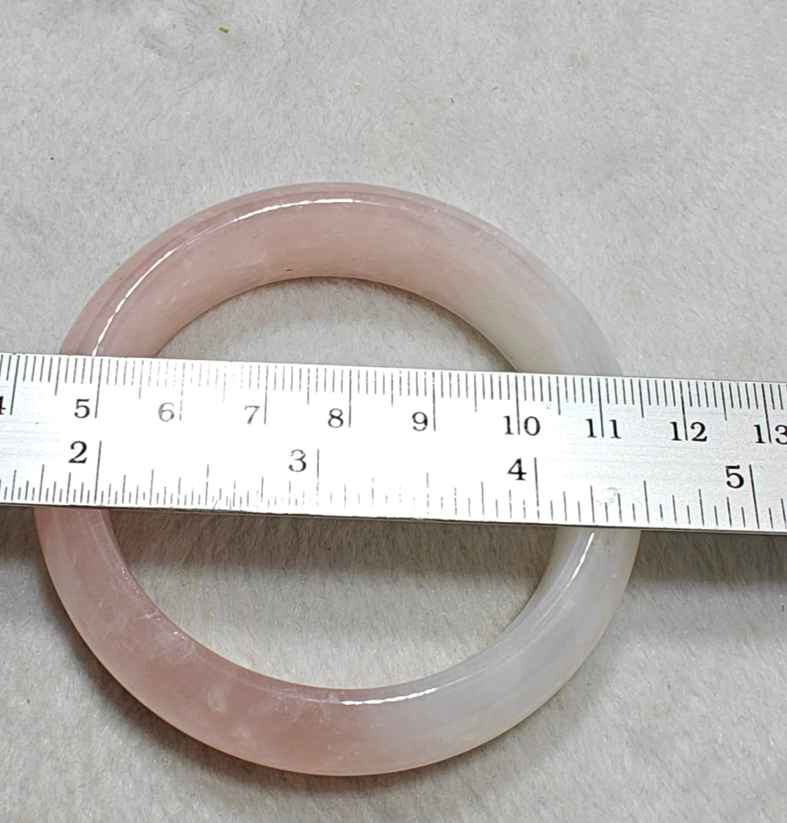 Natural bicolor calcite pink and white bangle 61 mm