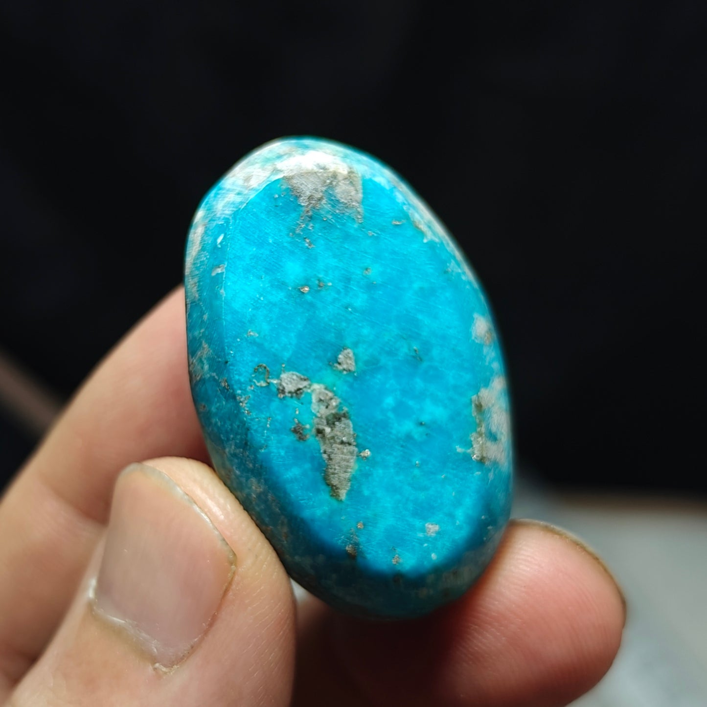 Single amazing natural turquoise cabochon with Pyrite 27.4 grams