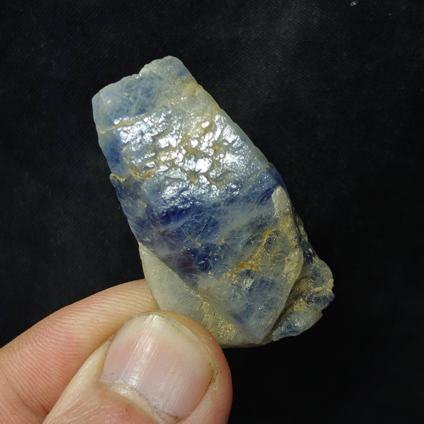 Natural Terminated blue sapphire crystal with some matrix 24 grams