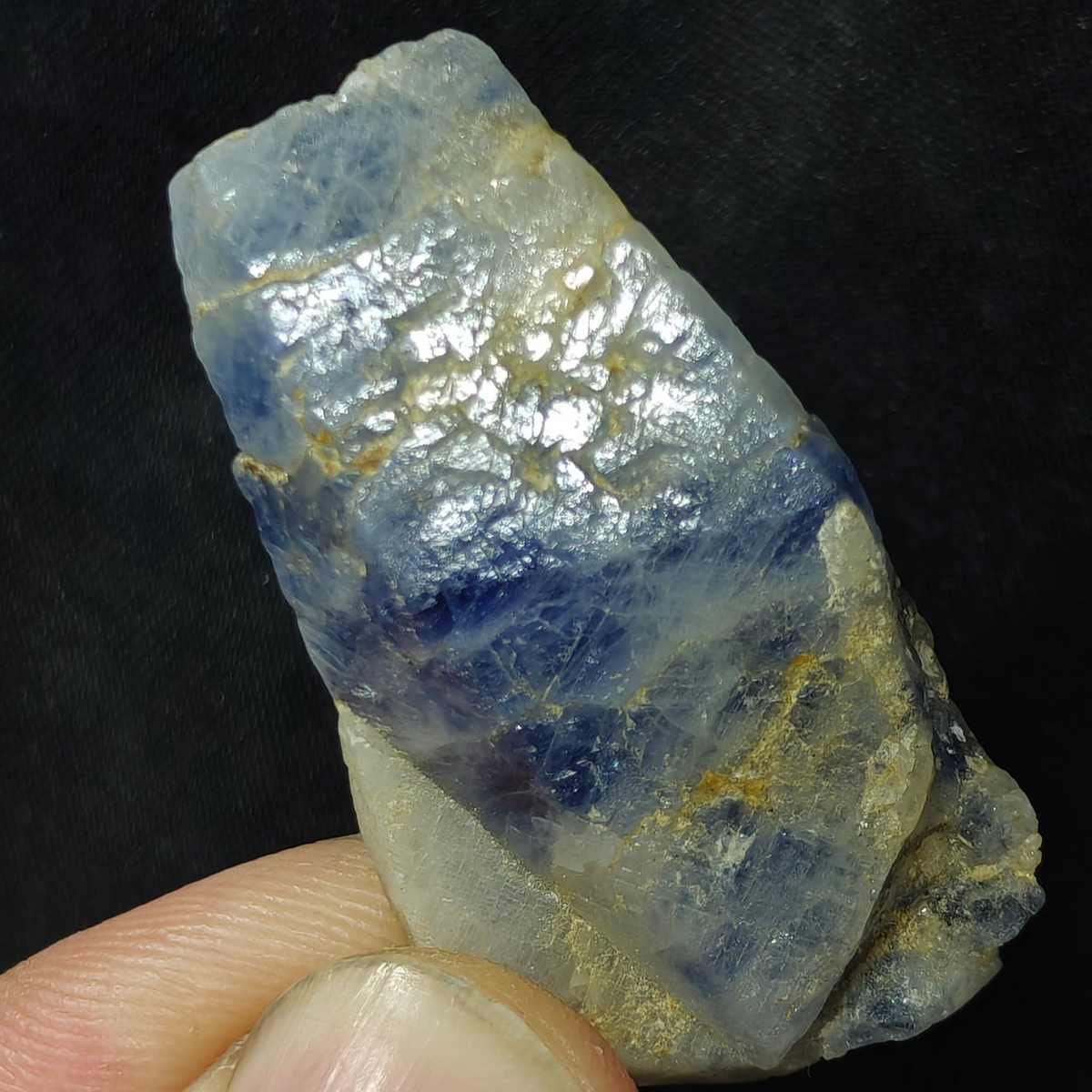 Natural Terminated blue sapphire crystal with some matrix 24 grams