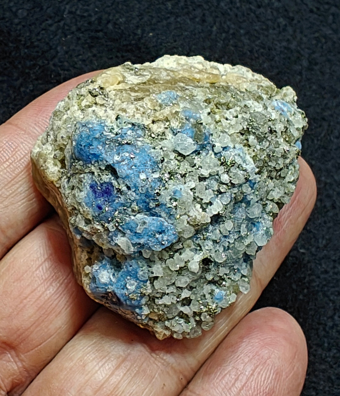 Afghanite Fluorescent in matrix with some pyrite calcite 88 grams