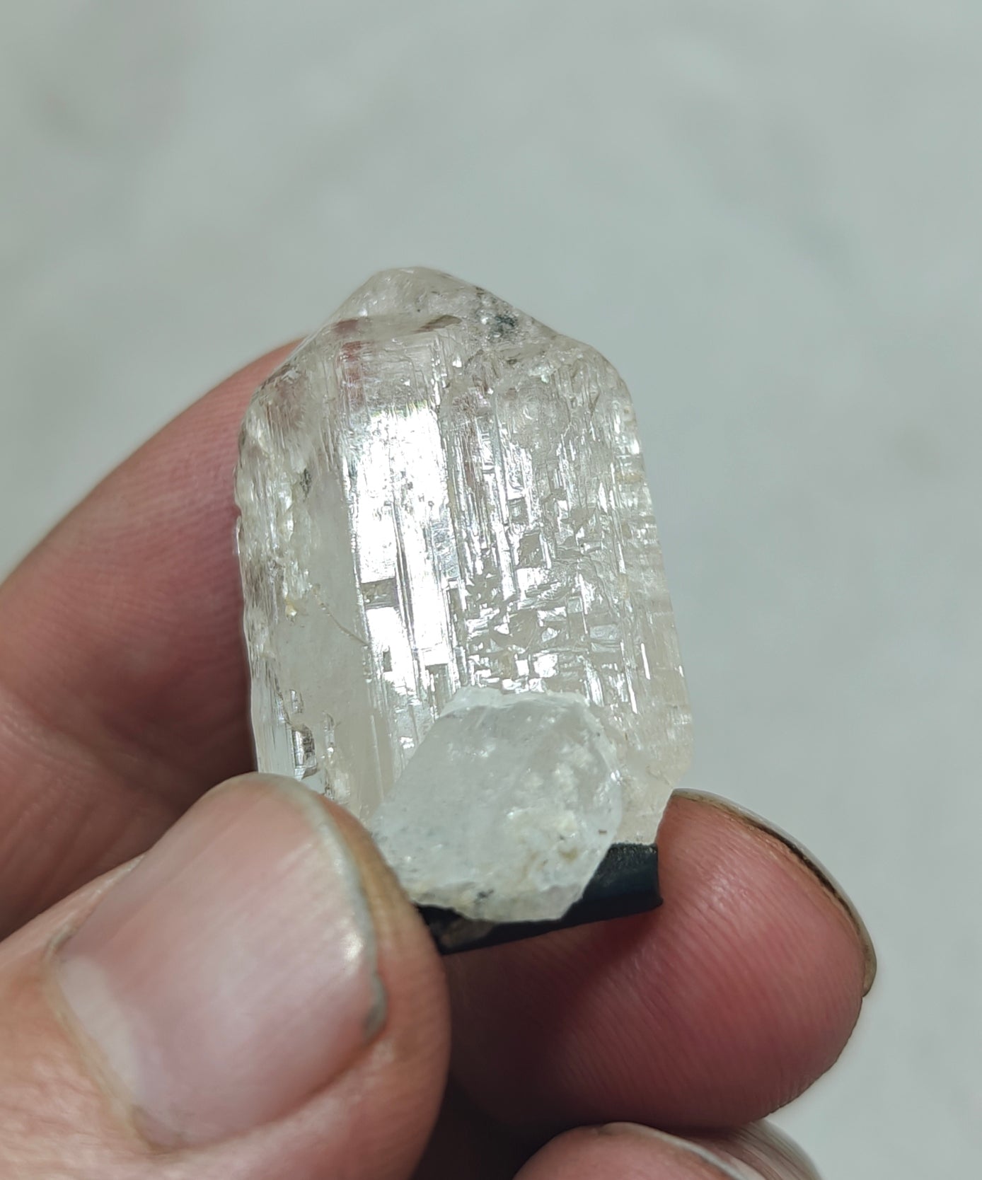 Natural terminated topaz crystal with black tourmaline 17 grams