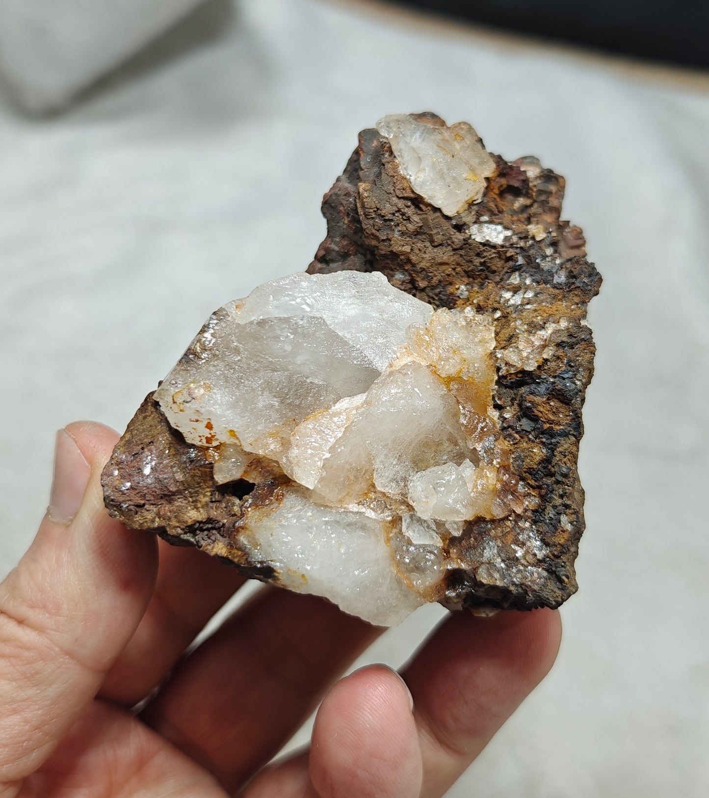 Natural siderite specimen on matrix with quartz 234 grams