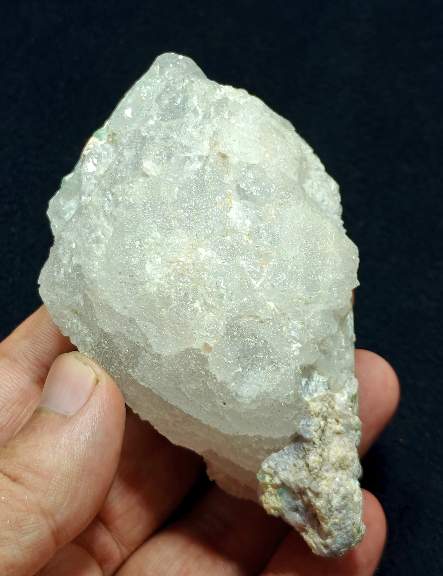 Natural etched pollucite with green tourmalines 260 grams