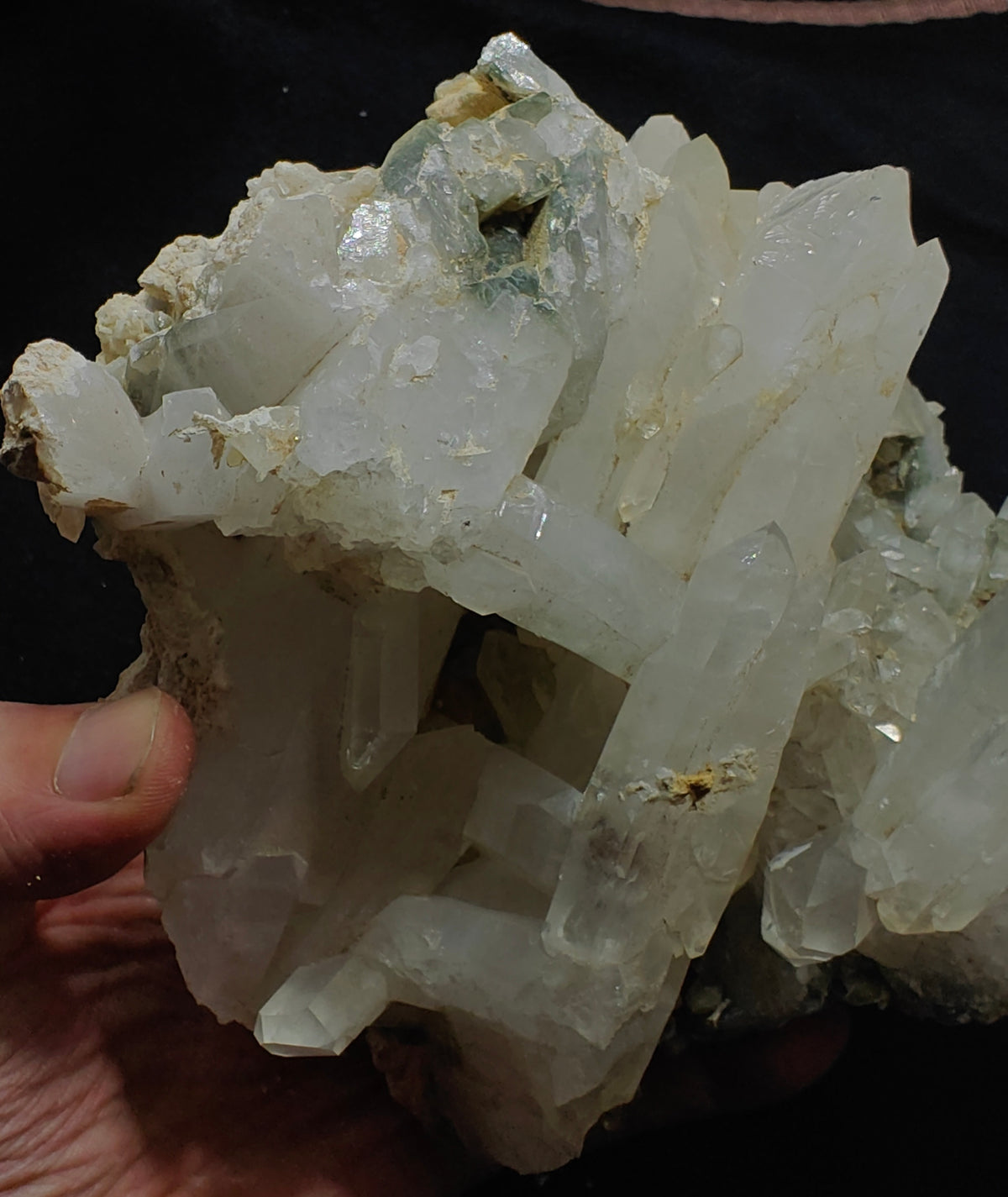 Quartz crystals cluster with chlorite inclusions 1680 grams