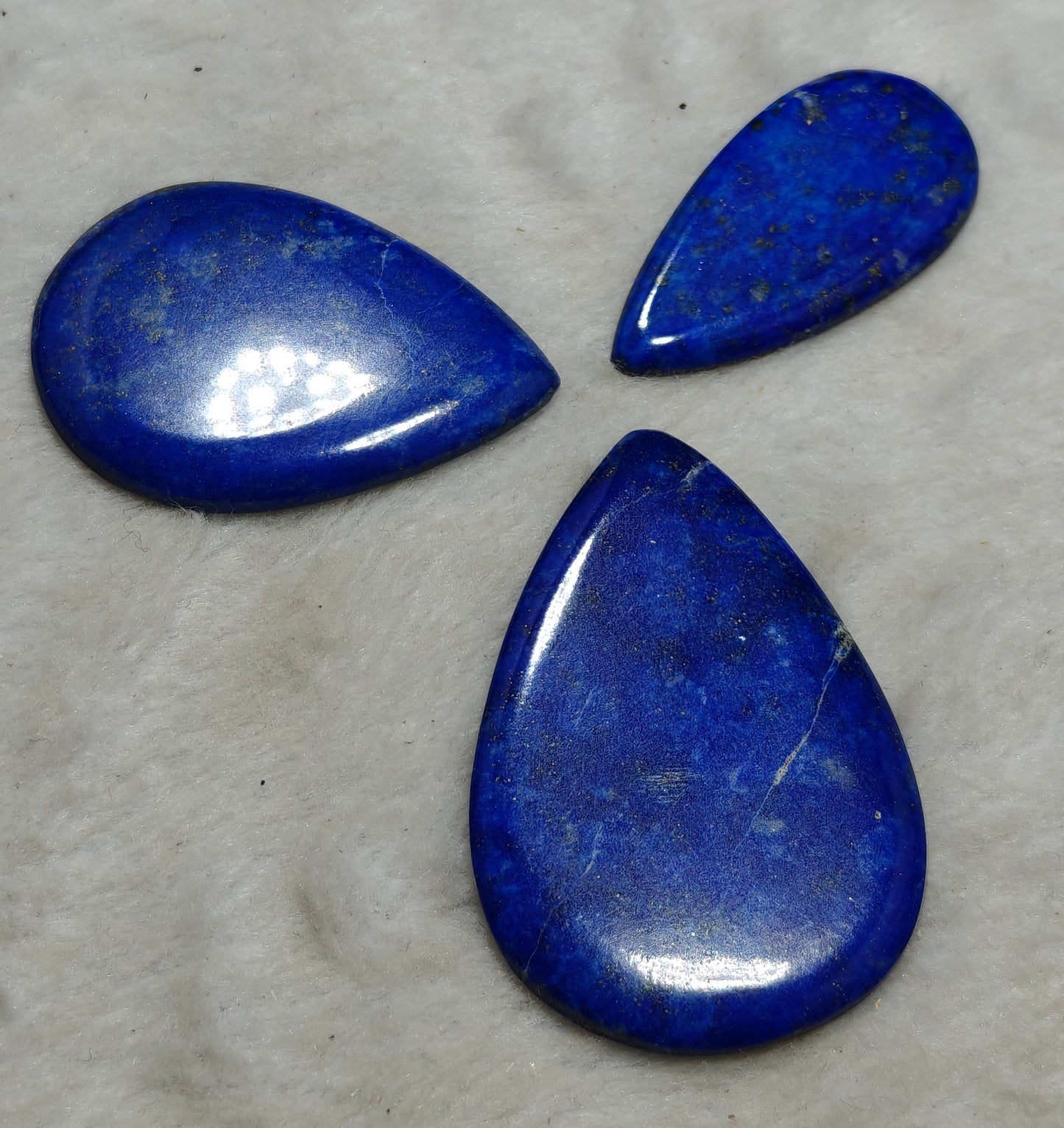 3 Lapis Lazuli Cabochons pear shaped flat back