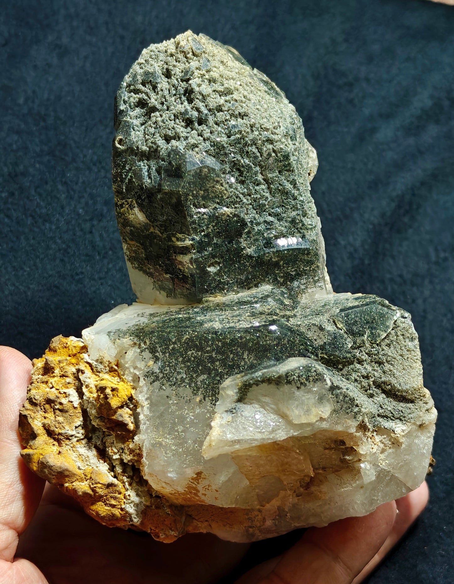Natural etched Chlorite Quartz with siderite specimen 968 grams