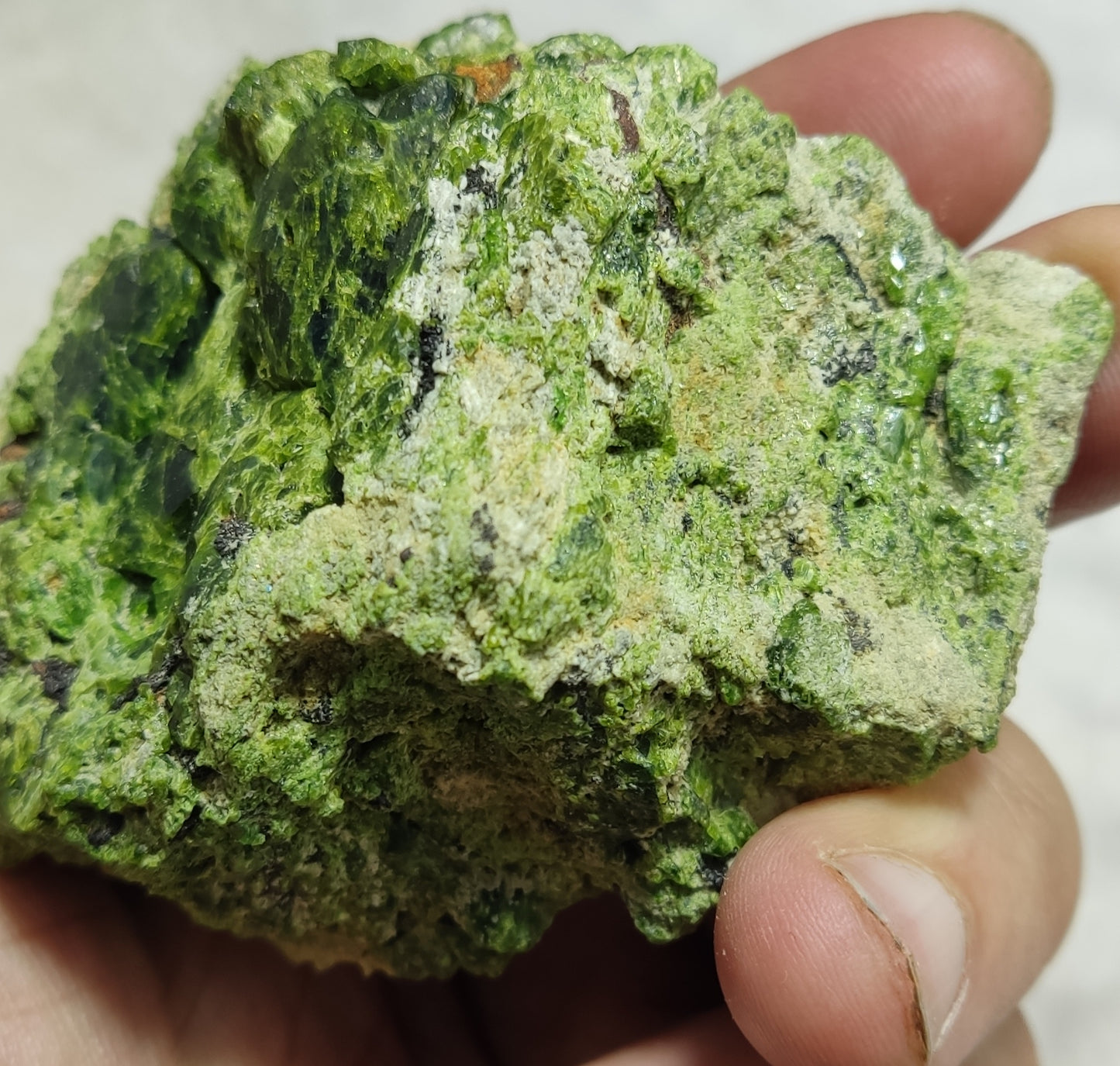 An Aesthetic specimen of garnet variety demantoid crystals on Matrix 236  grams