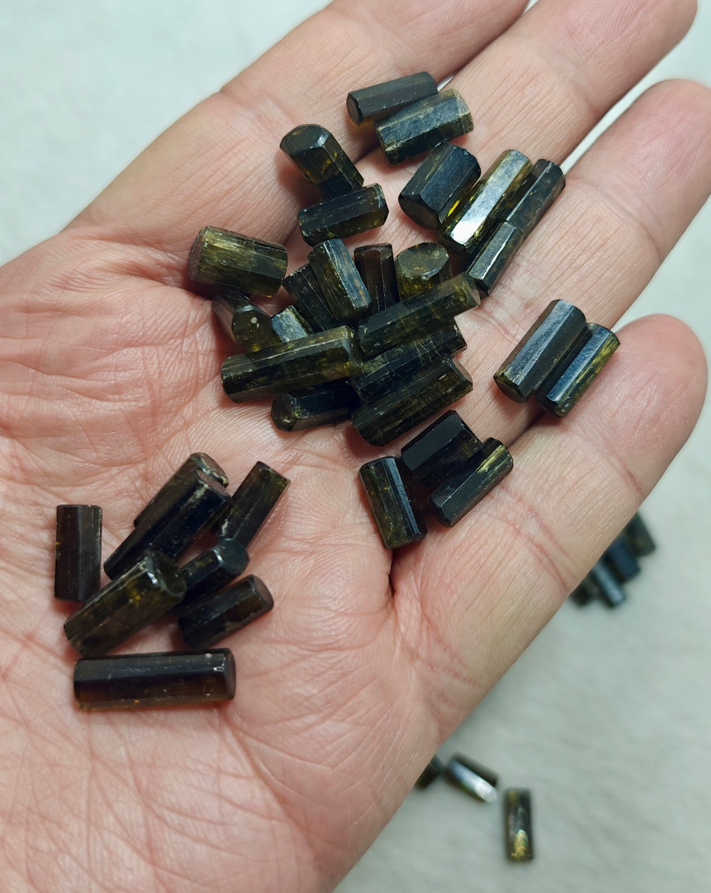 An amazing lot of aesthetic epidote crystals polished surfaces 86 grams