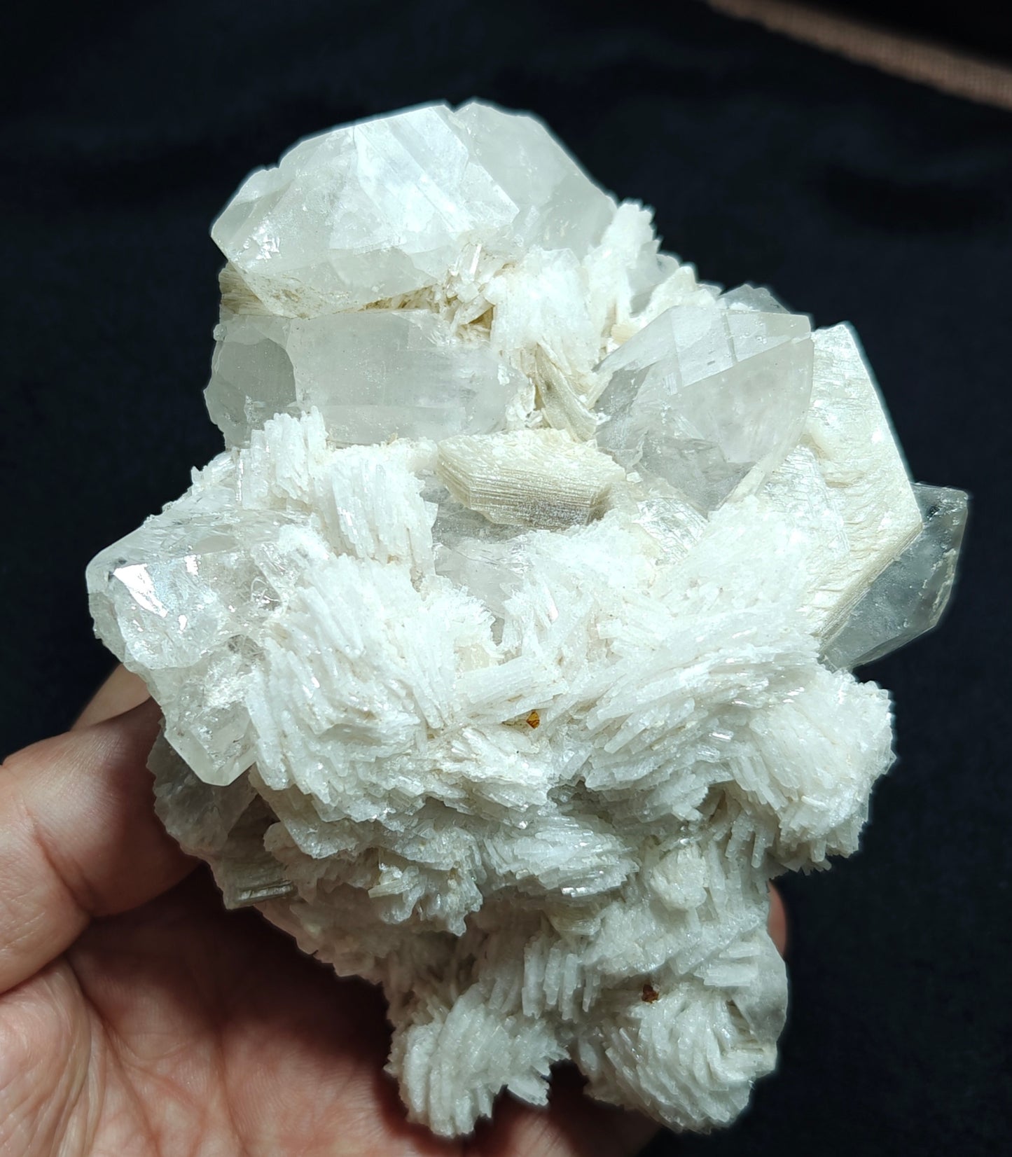 Amazing specimen of albit, quartz, mica and tiny rare microlites on matrix 610 grams