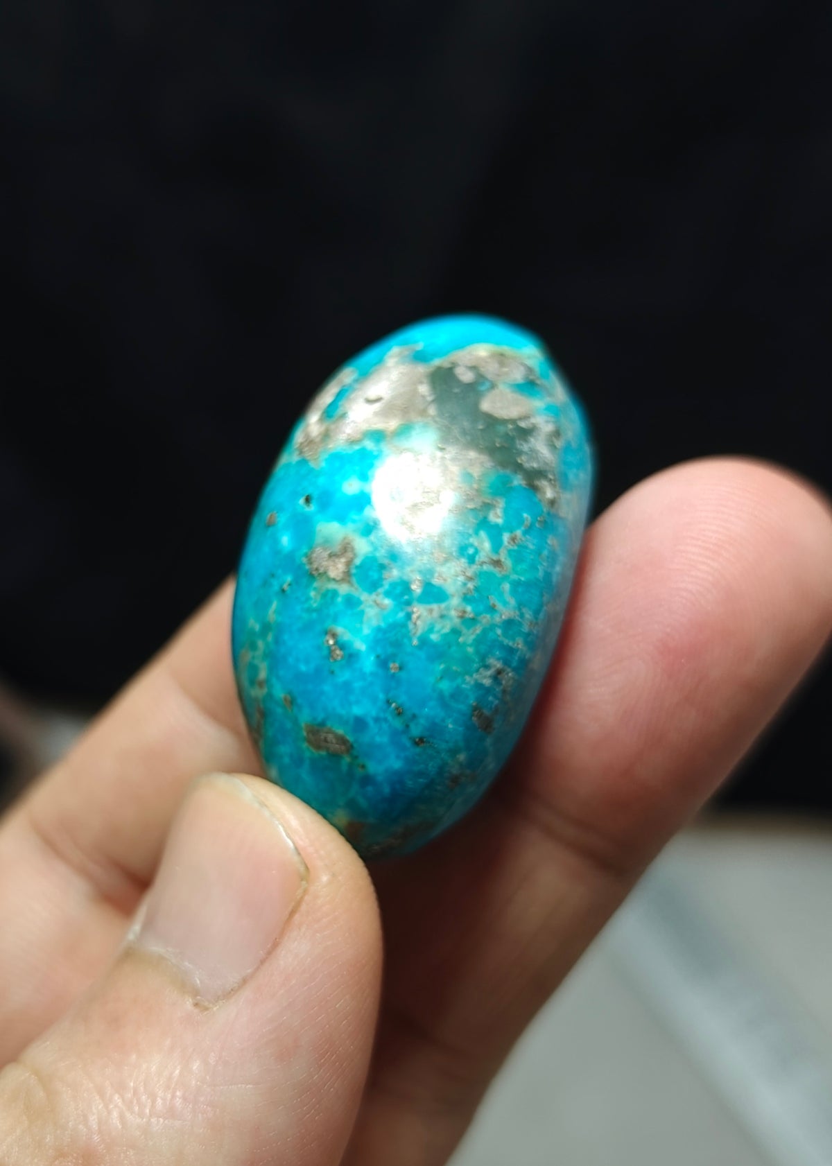 Single amazing natural turquoise cabochon with Pyrite 27.4 grams