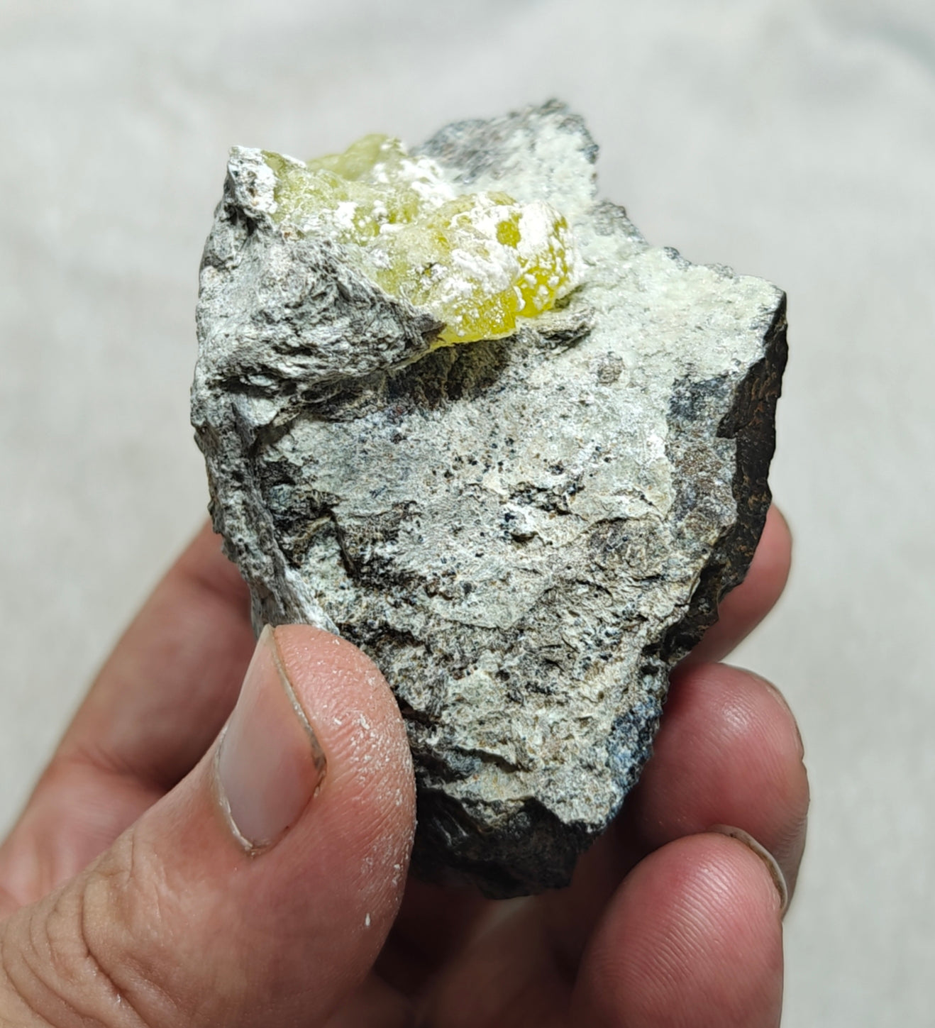 An amazing specimen of Natural yellow color Brucite on matrix 198 grams