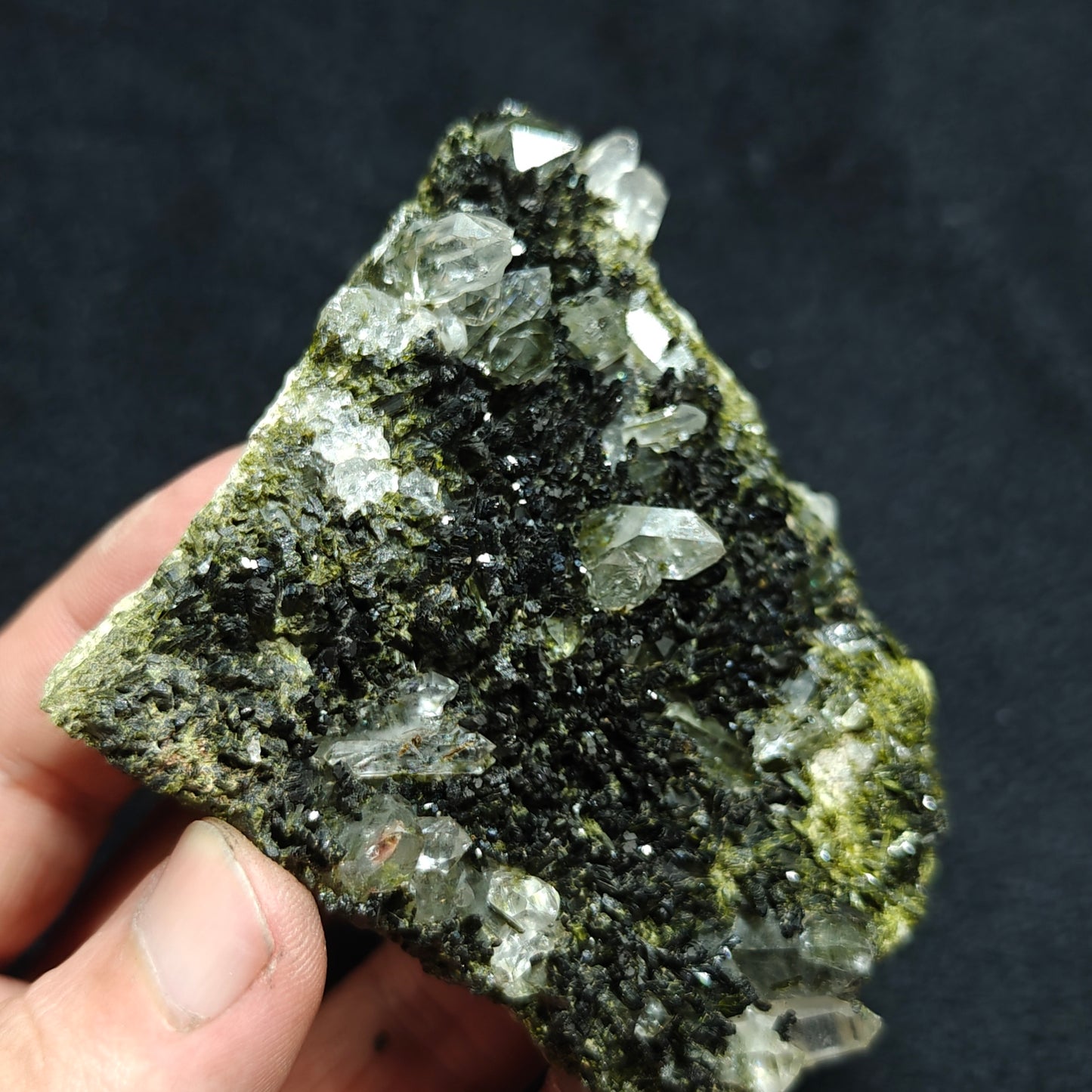 Natural double sided quartz and Epidote specimen 194 grams