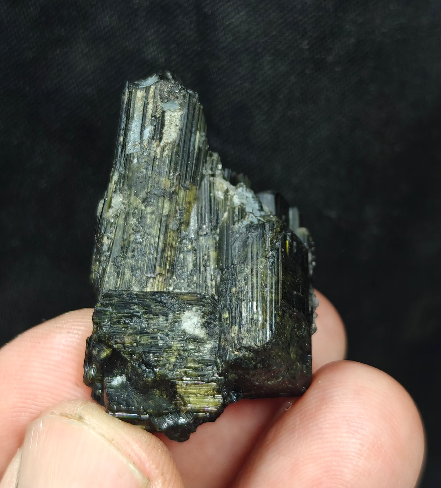 Dark green color Tourmaline crystal with chatoyance  21 grams