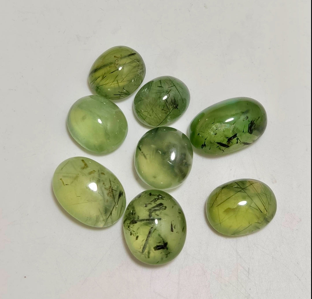 epidote included prehnite cabochons 8 Cabochons