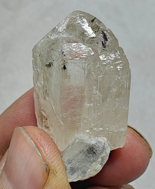 Natural terminated topaz crystal with black tourmaline 17 grams