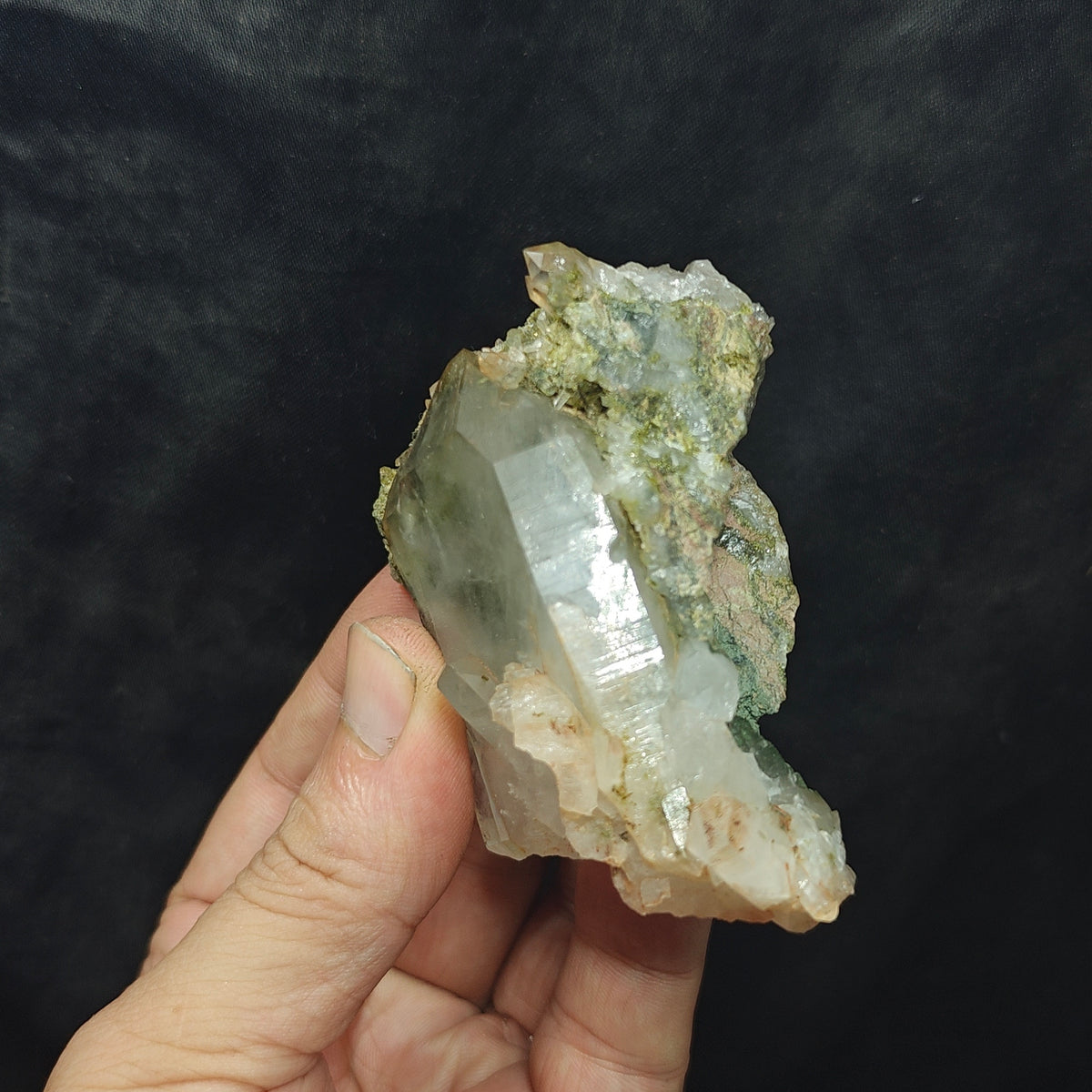 Natural Epidote Quartz cluster 157 grams