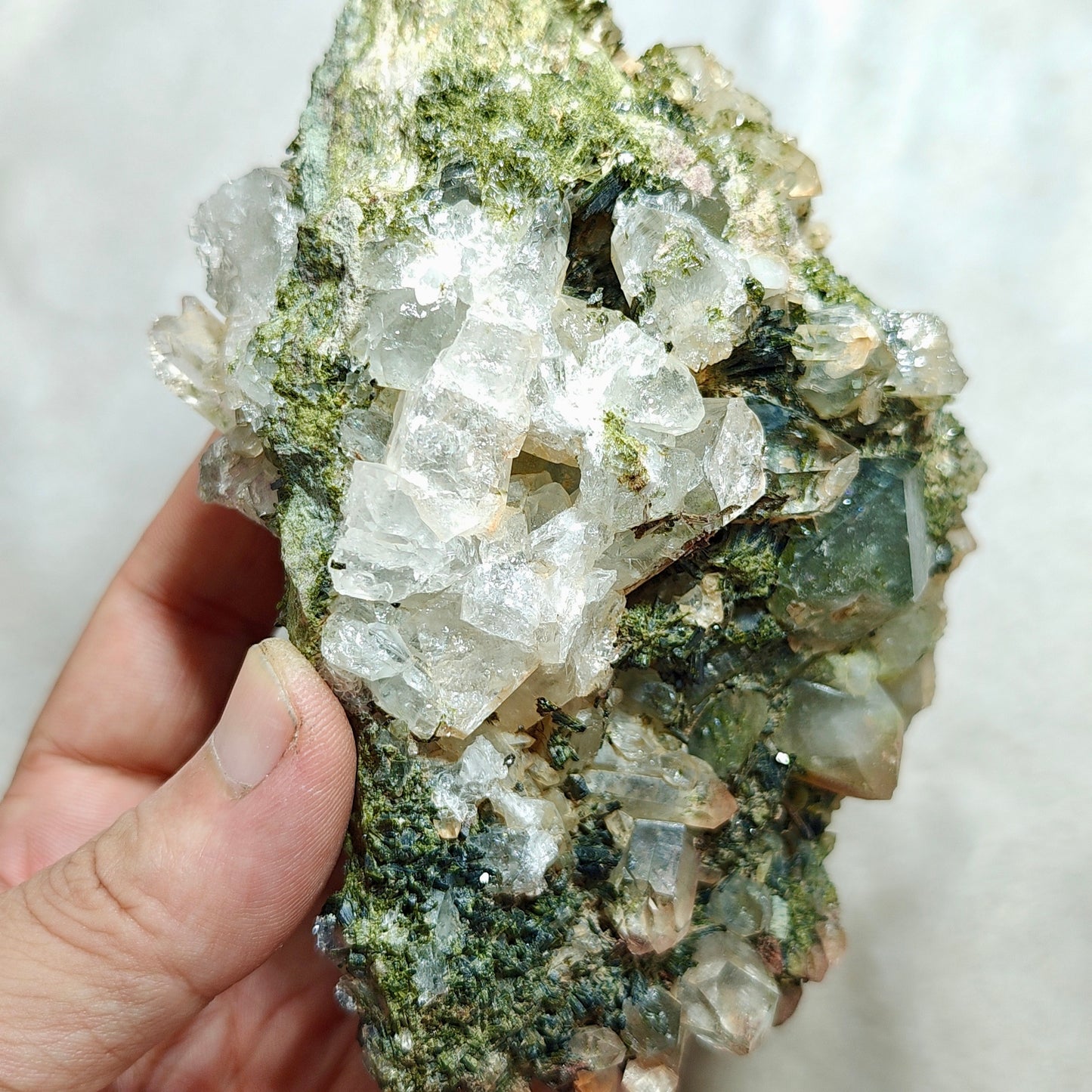 Natural Quartz and Epidote cluster 800 grams