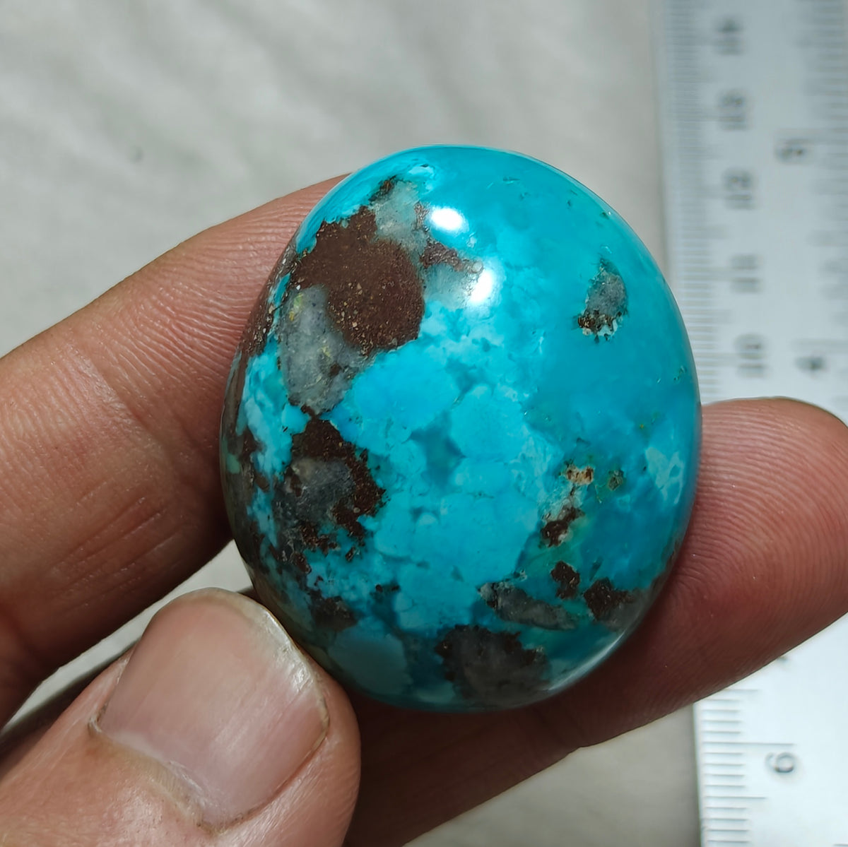Natural stabilized turquoise cabochon with Pyrite 29.7 grams