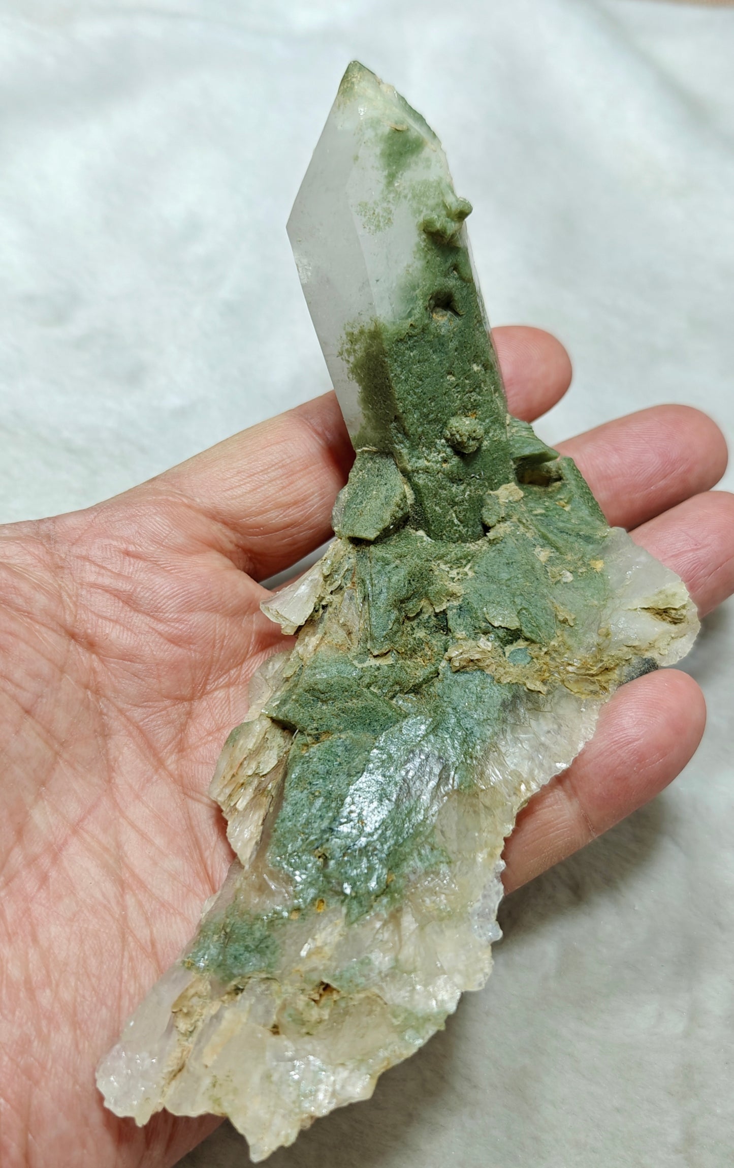An Aesthetic Natural Specimen of beautifully terminated Chlorite Quartz Crystal 168 grams