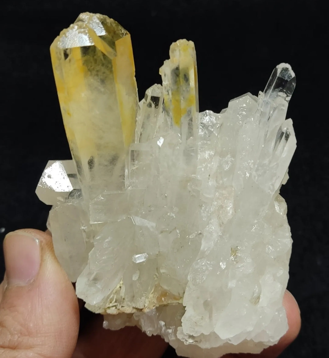 An Aesthetic Natural beautifully terminated yellow tips Quartz cluster 168 grams