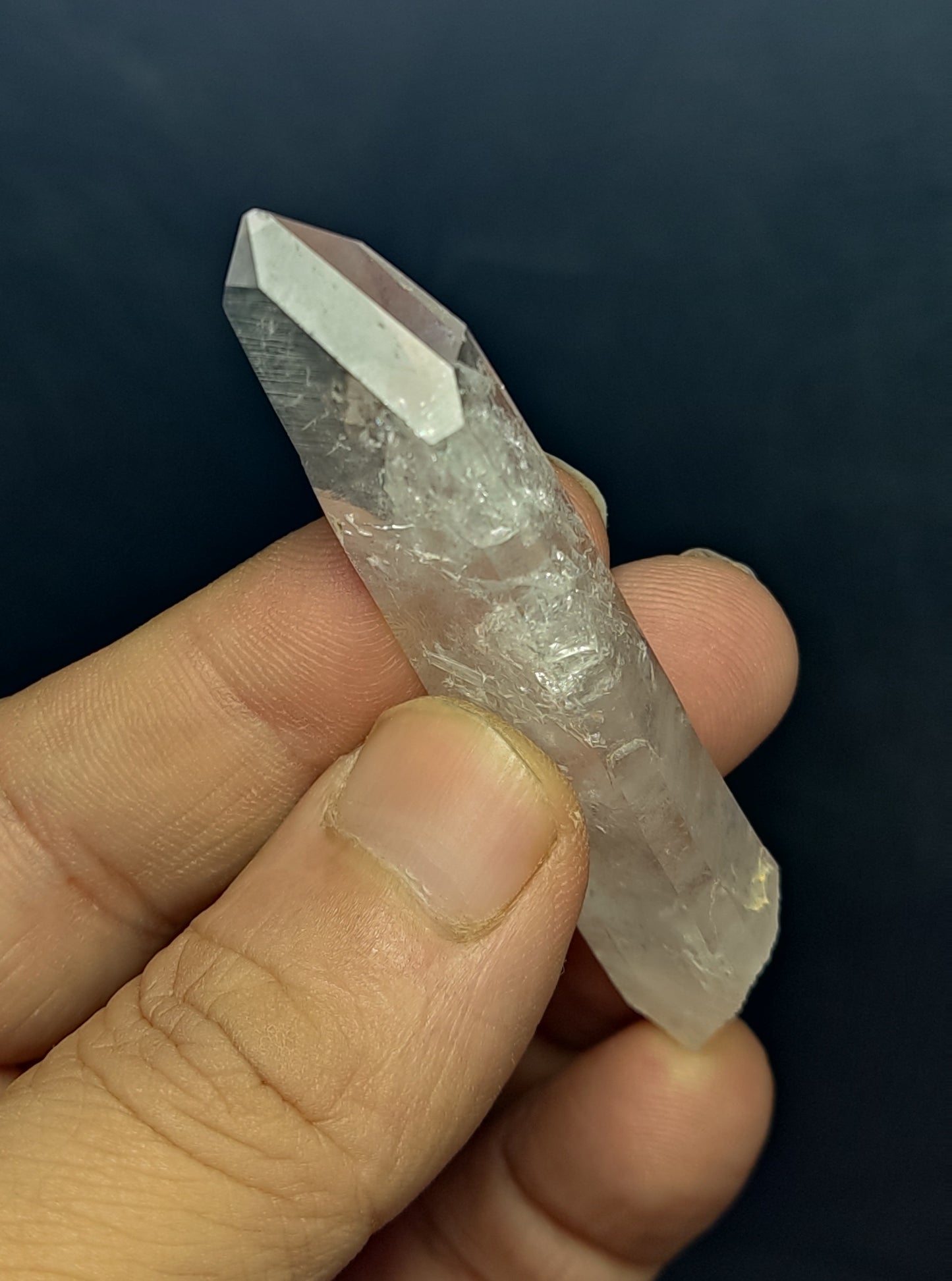 Double terminated Clear faden quartz crystal 22 grams