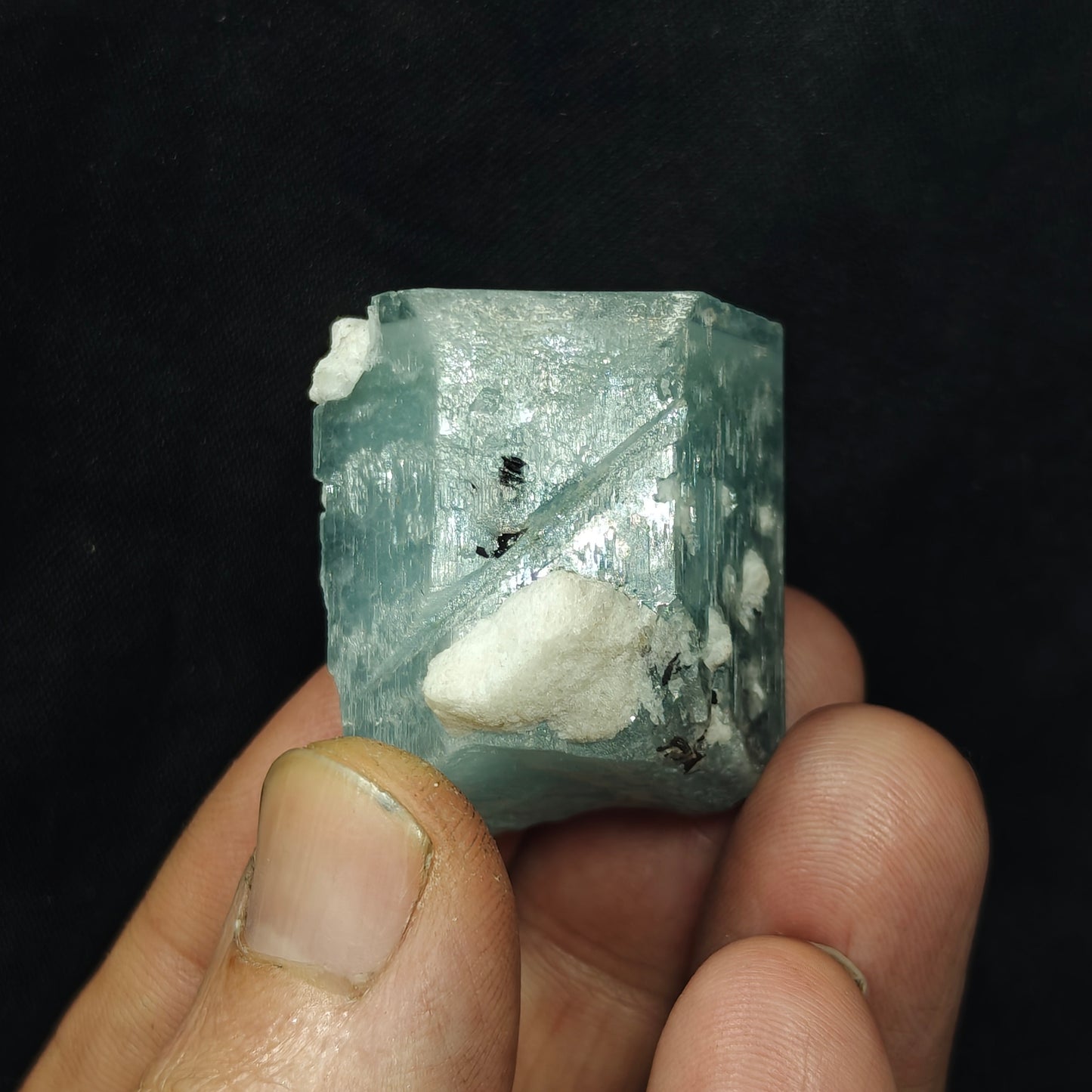 Afghanistan Aquamarine Crystal with tiny tantalite 49 grams