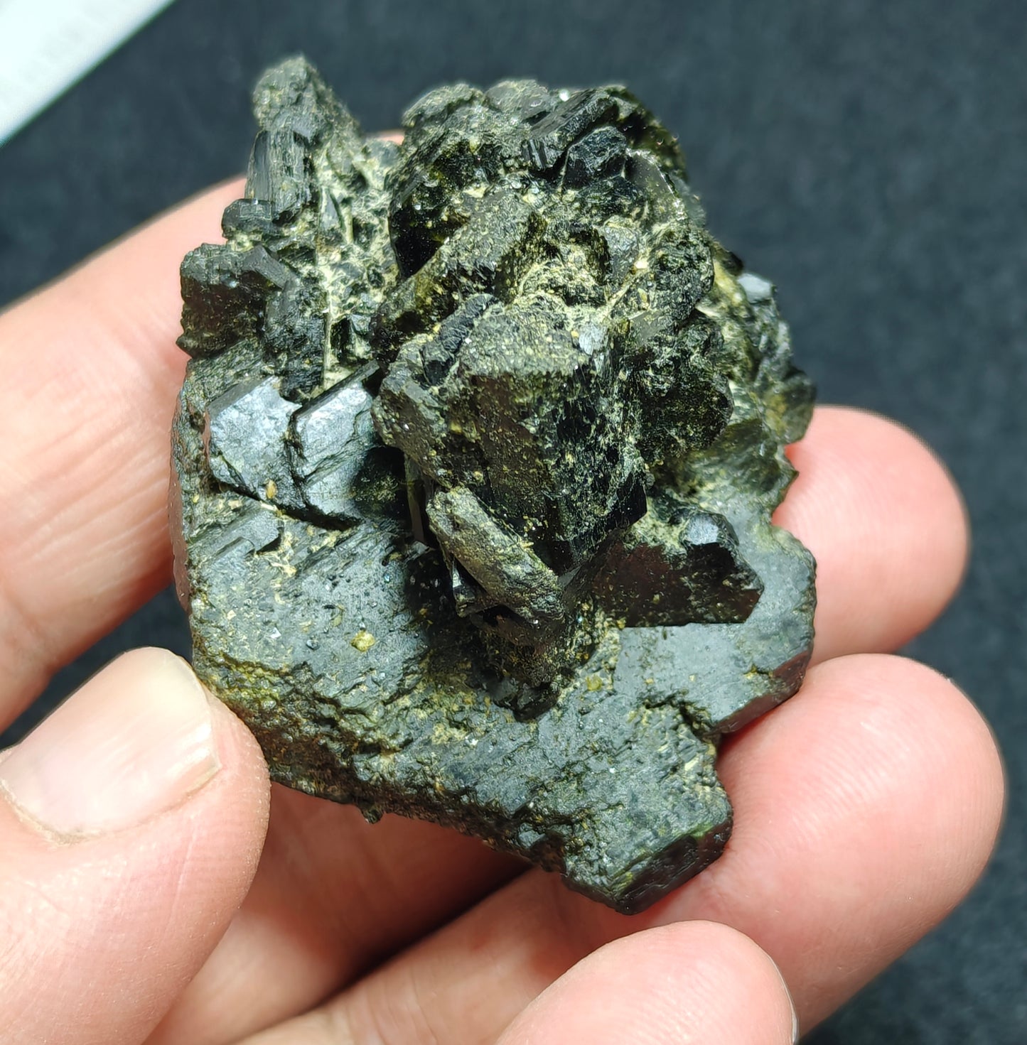 Natural dark green color epidote crystal 77 grams