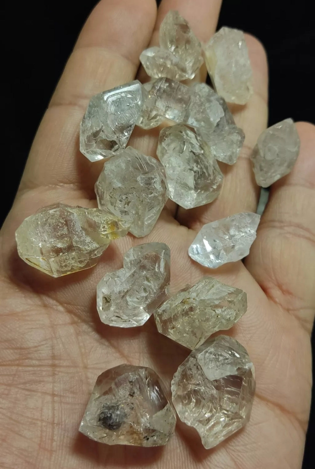 150 grams lot of diamond quartz carbon included double terminated Crystals