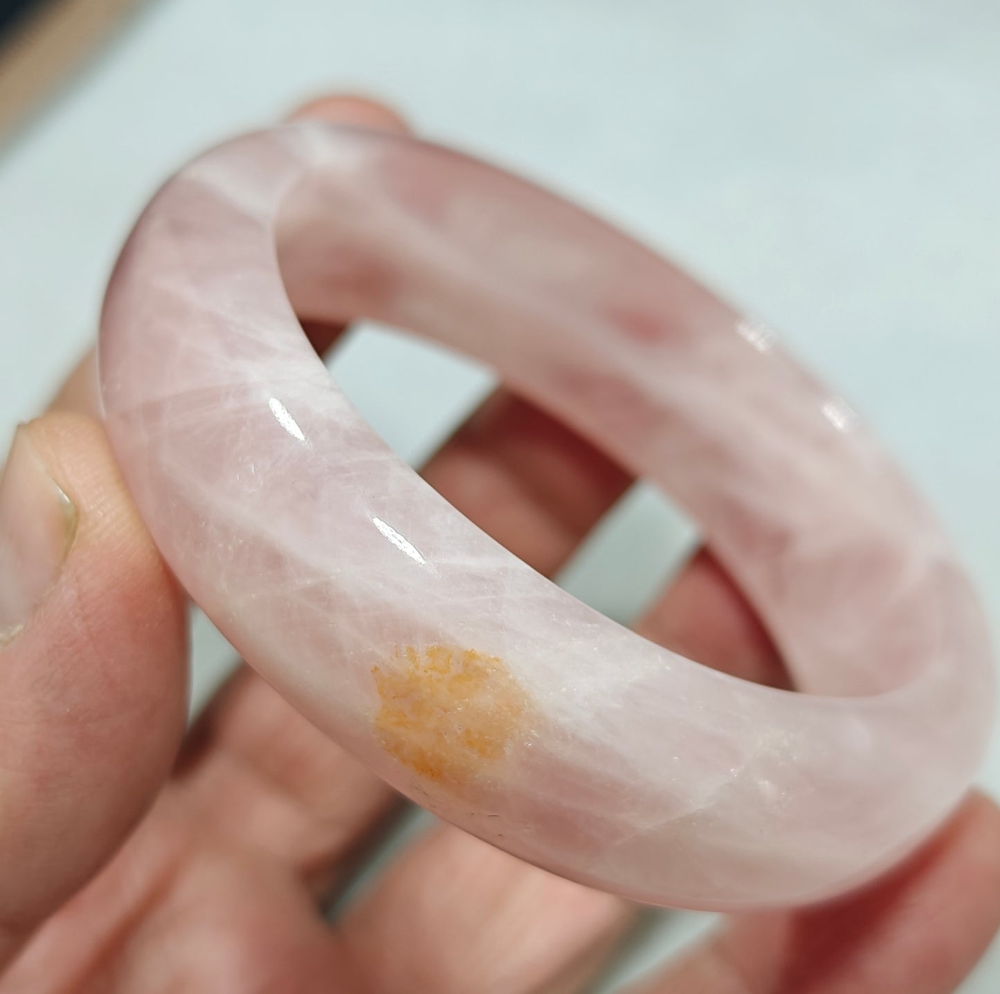 Natural pink calcite bangle 62mm diameter