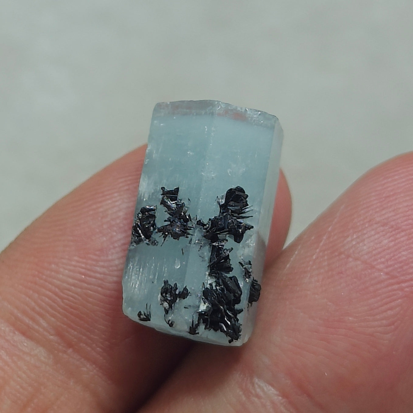 Aquamarine Crystal with tantalite 27 carats