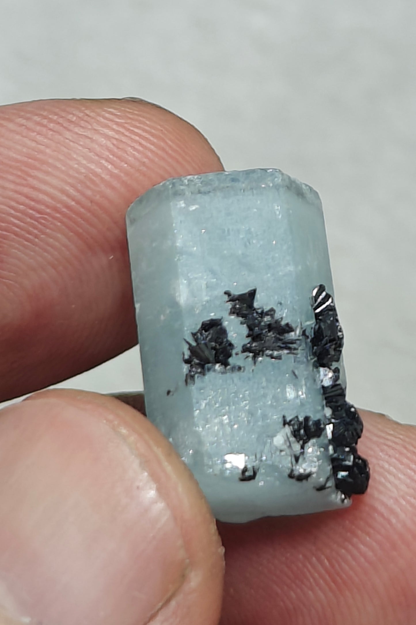 Aquamarine Crystal with tantalite 27 carats