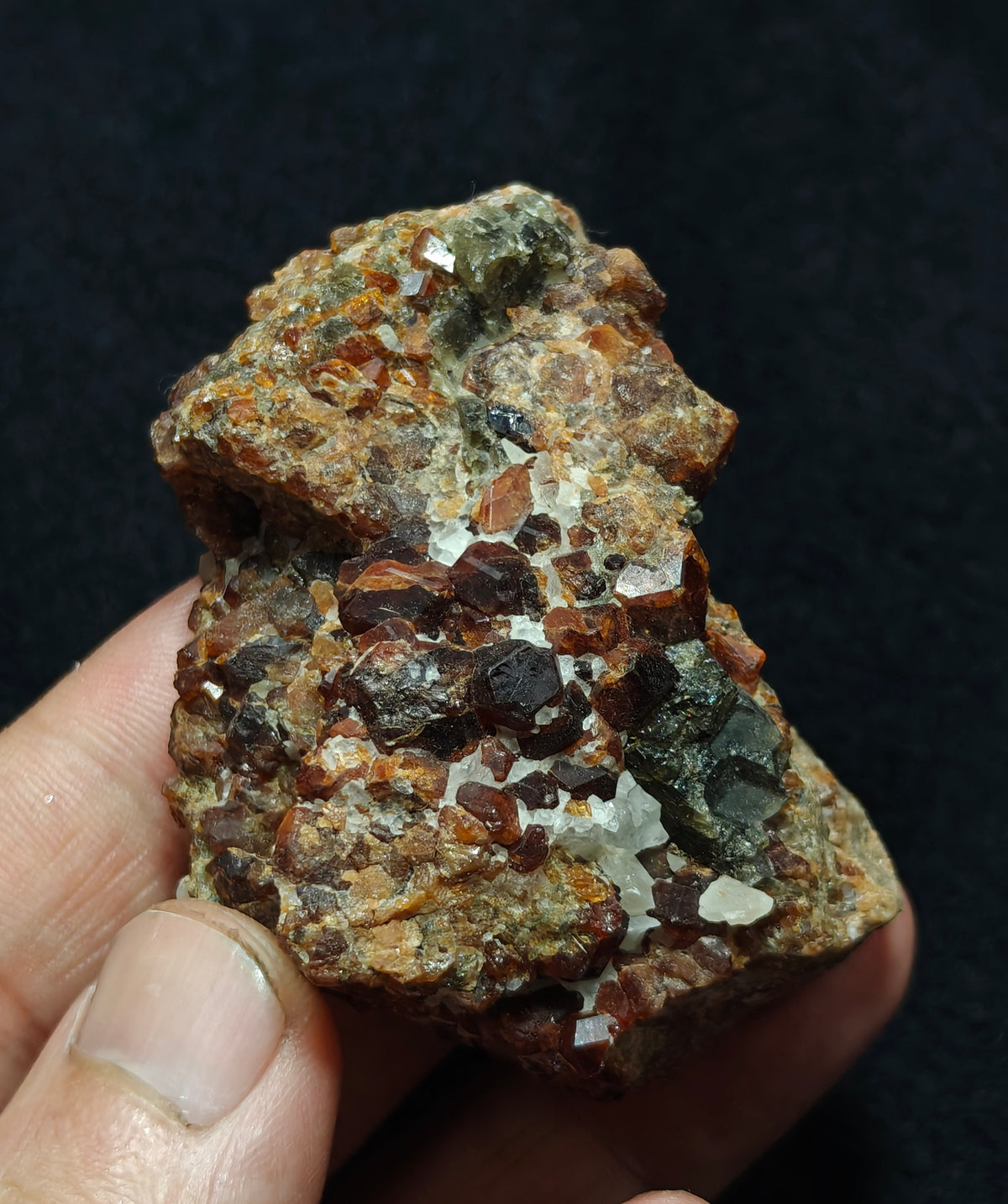 Double sided Hessonite Garnet clusters on matrix 164 grams