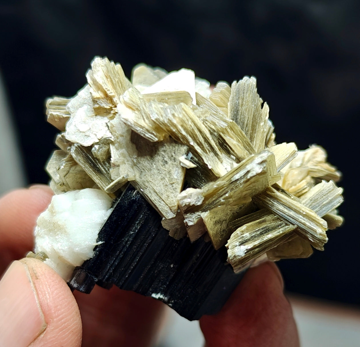 An Aesthetic Natural specimen of combination of Albite, Schorl, and Muscovite 54 grams
