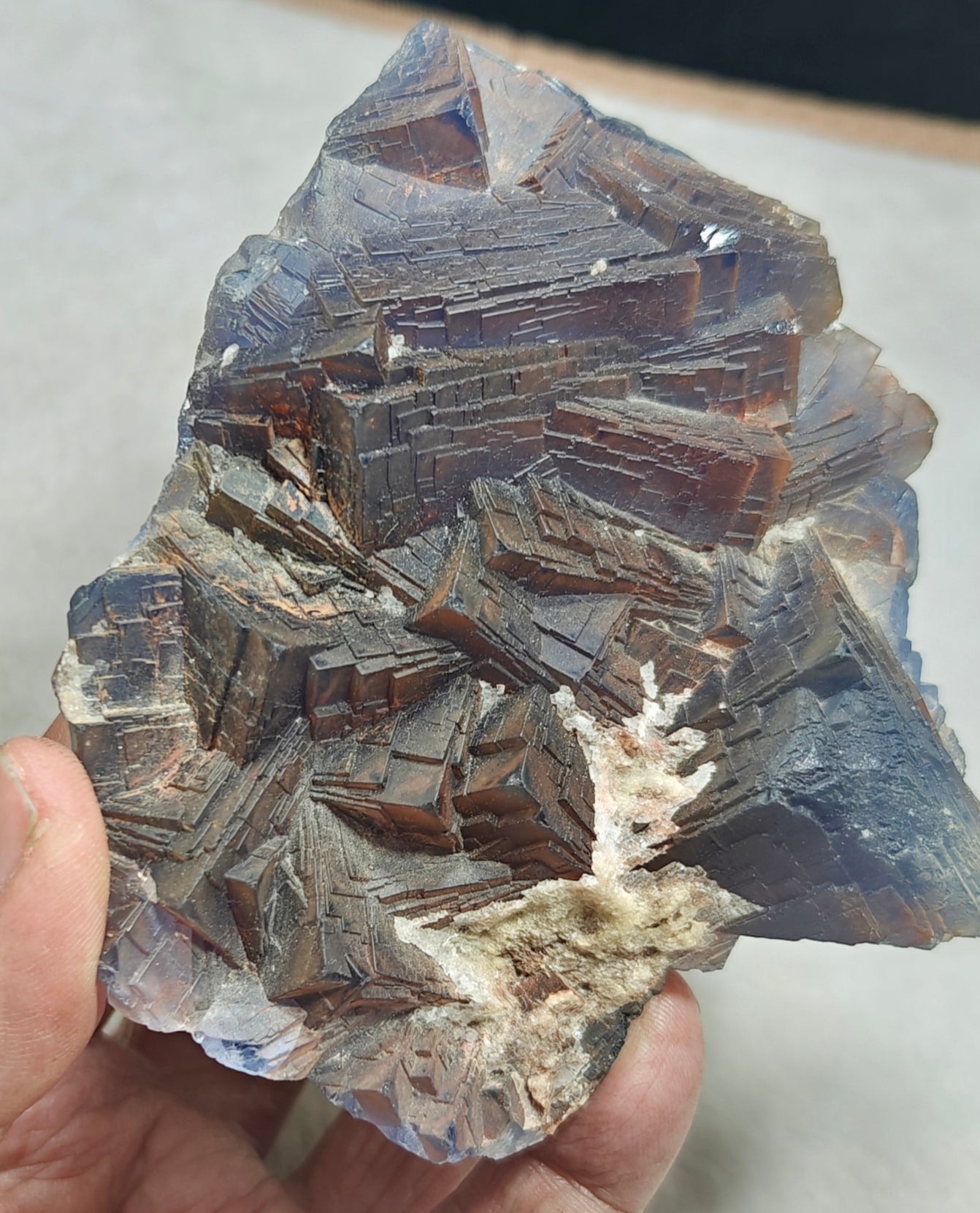 An amazing beautifully terminated  dark Purple Fluorite specimen 672 grams