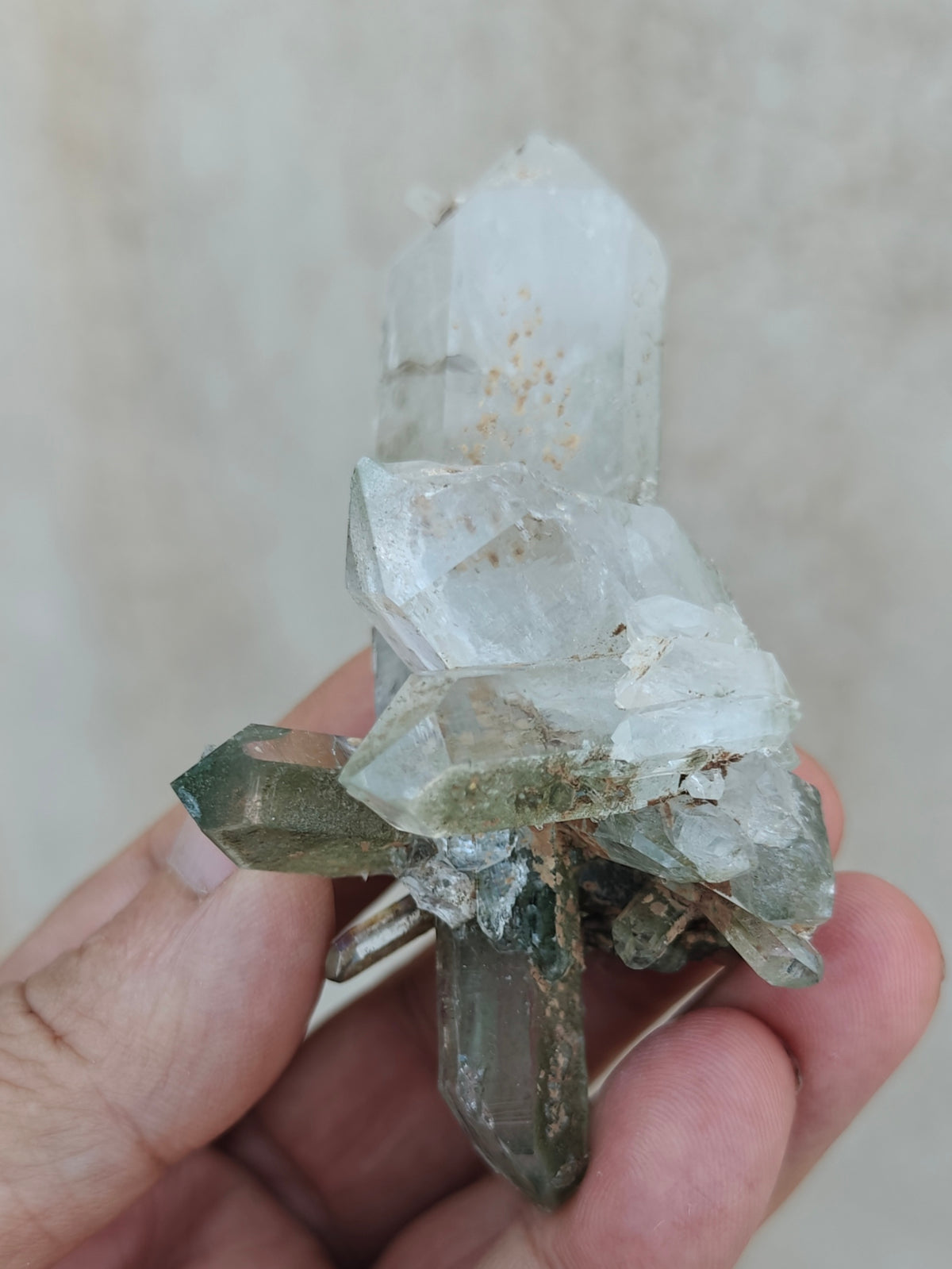 Natural Chlorite Quartz crystals cluster 104 grams