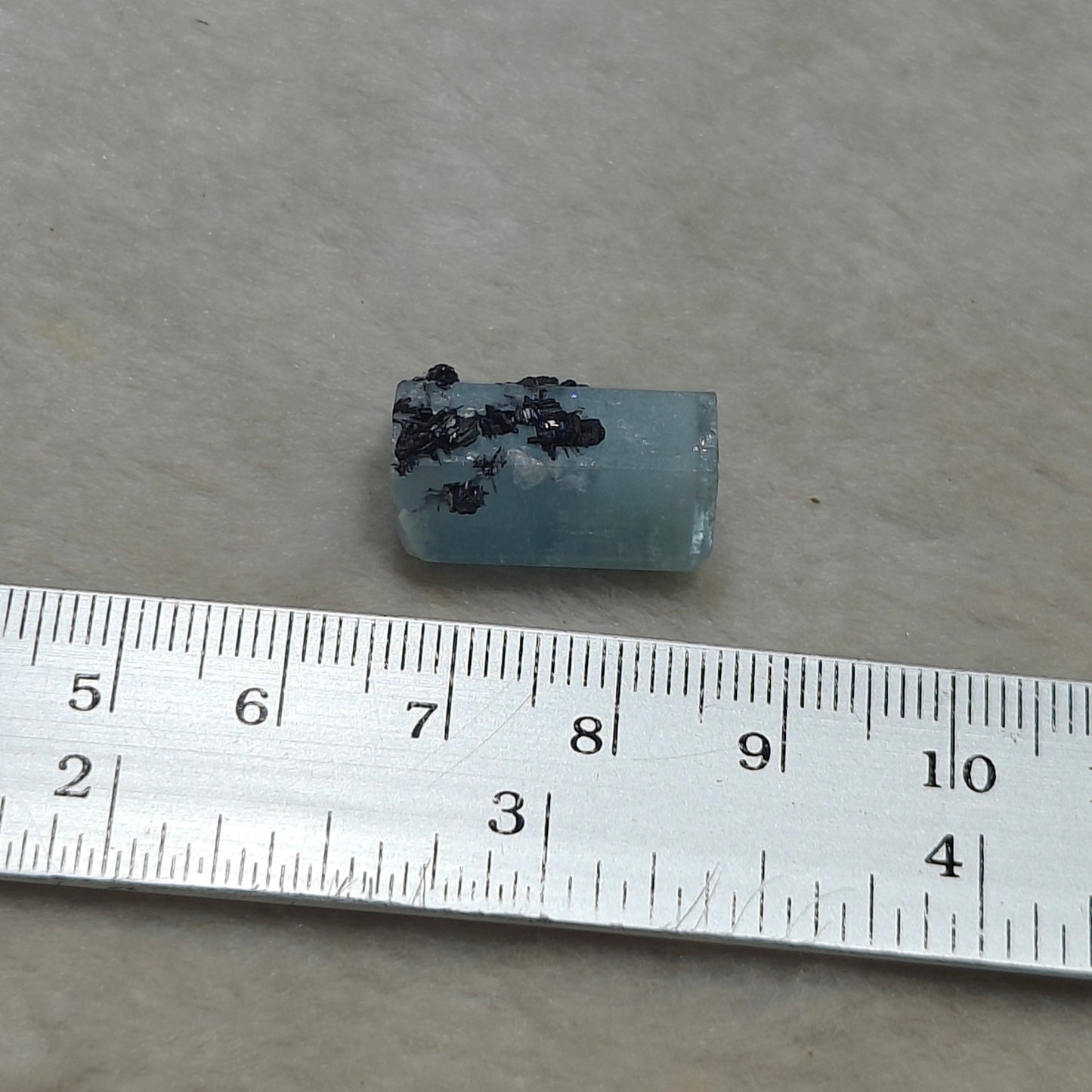 Aquamarine Crystal with tantalite 27 carats