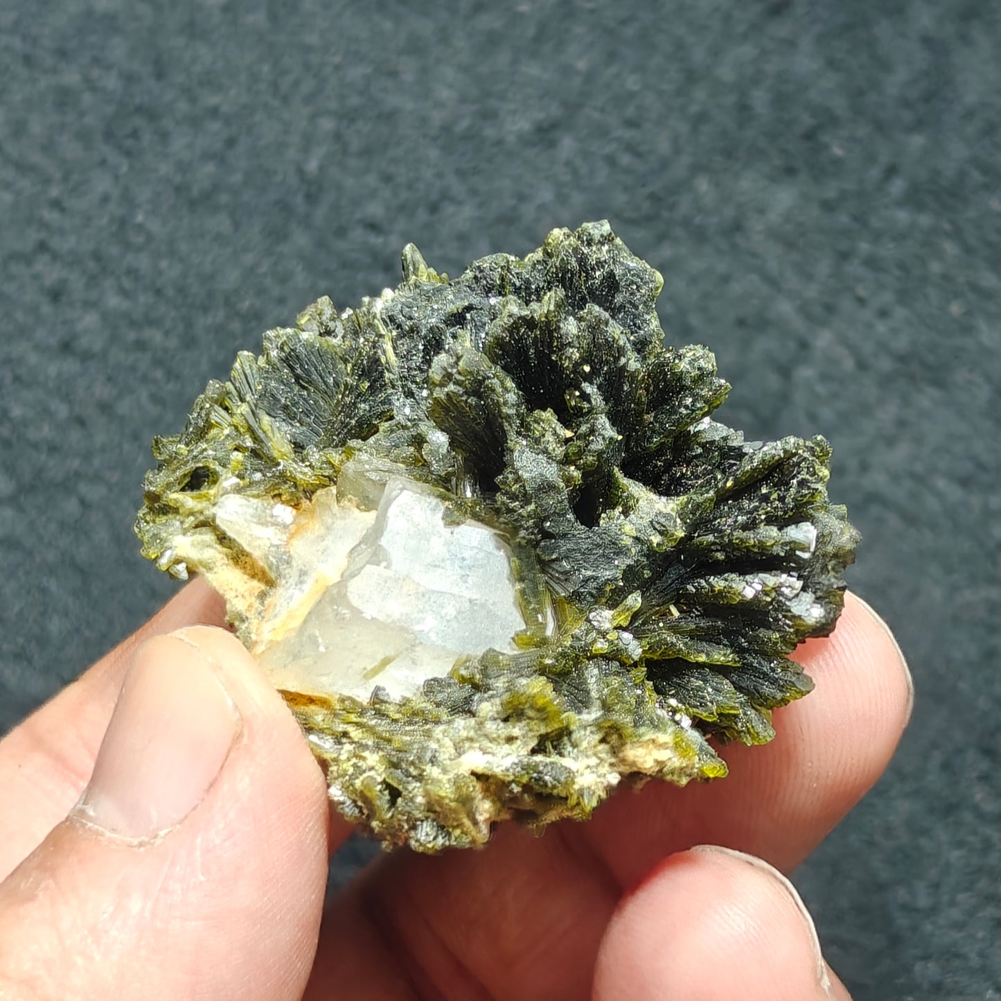 An amazing quartz and Epidote cluster with beautiful terminations 52 grams
