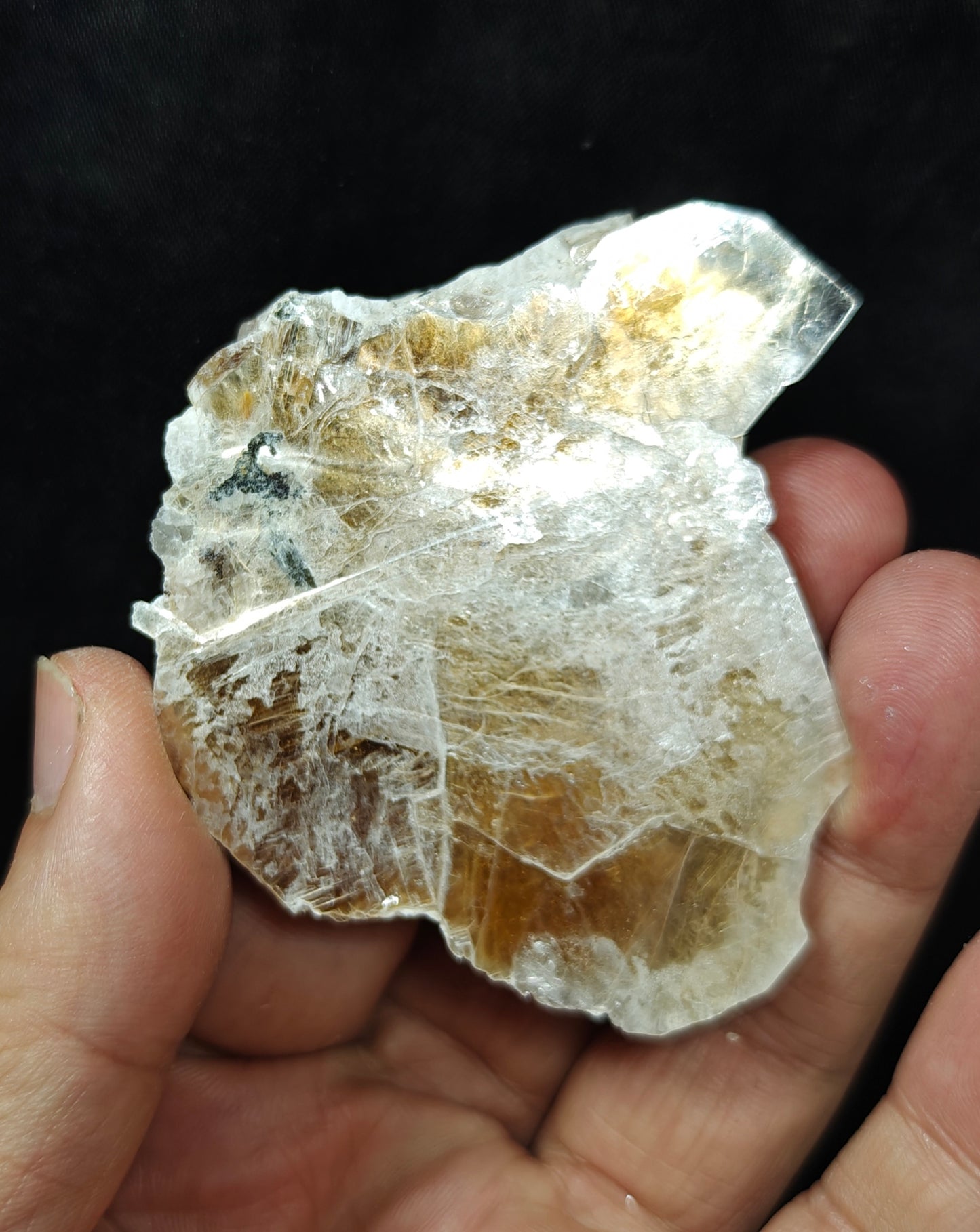 peach color Topaz crystal embedded in muscovite 48 grams