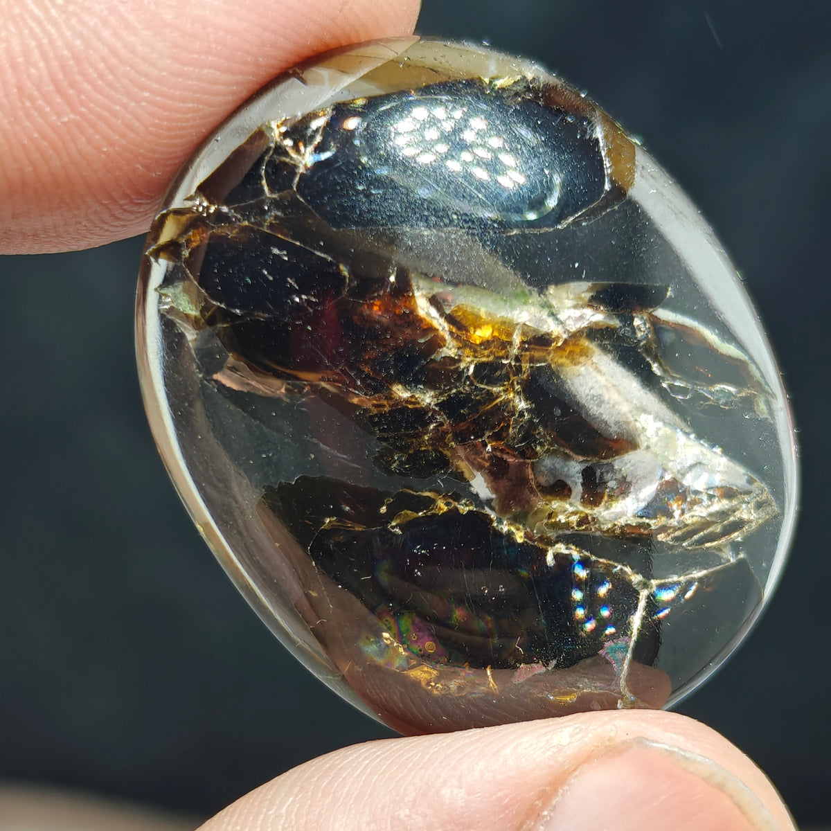 Mica included Quartz cabochon 88 carats