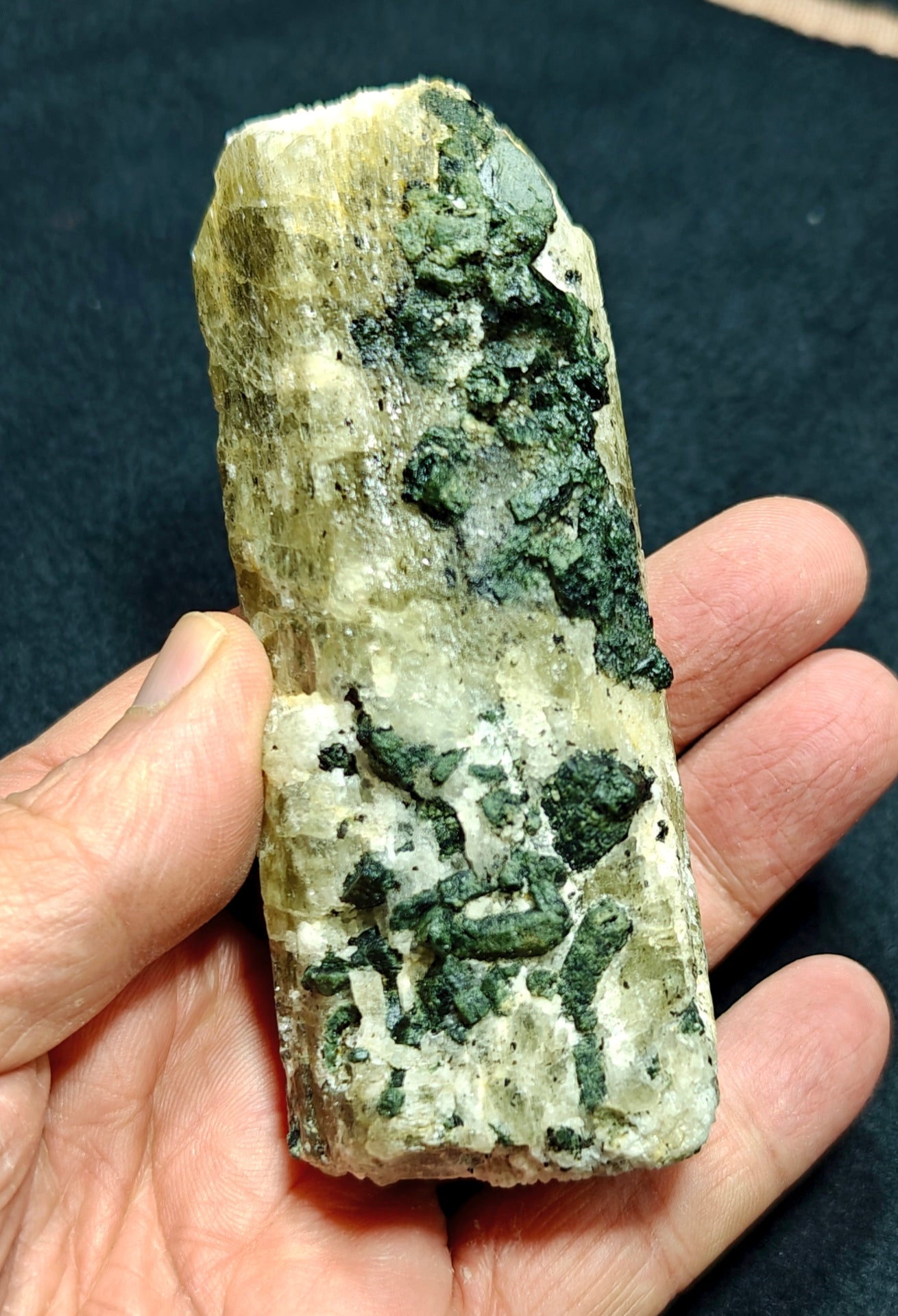 Scapolite crystal with associated epidote 327 grams