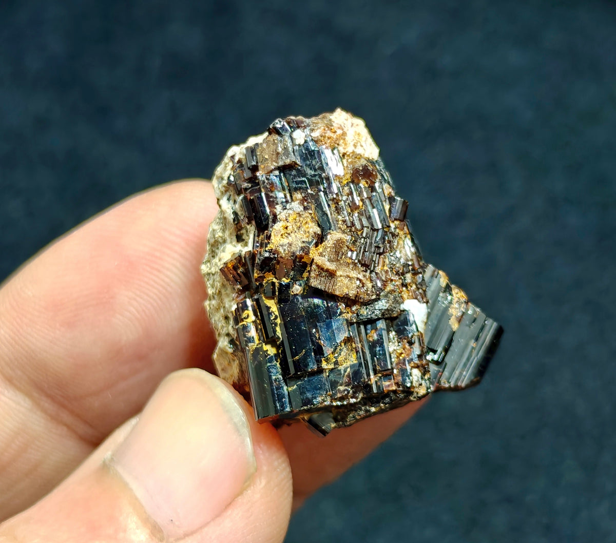 Natural dark brown Vesuvianite crystal on matrix 25 grams