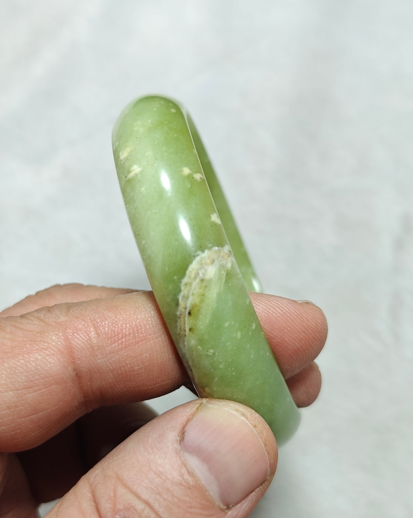 65 mm Size natural serpentine Bangle olive green color