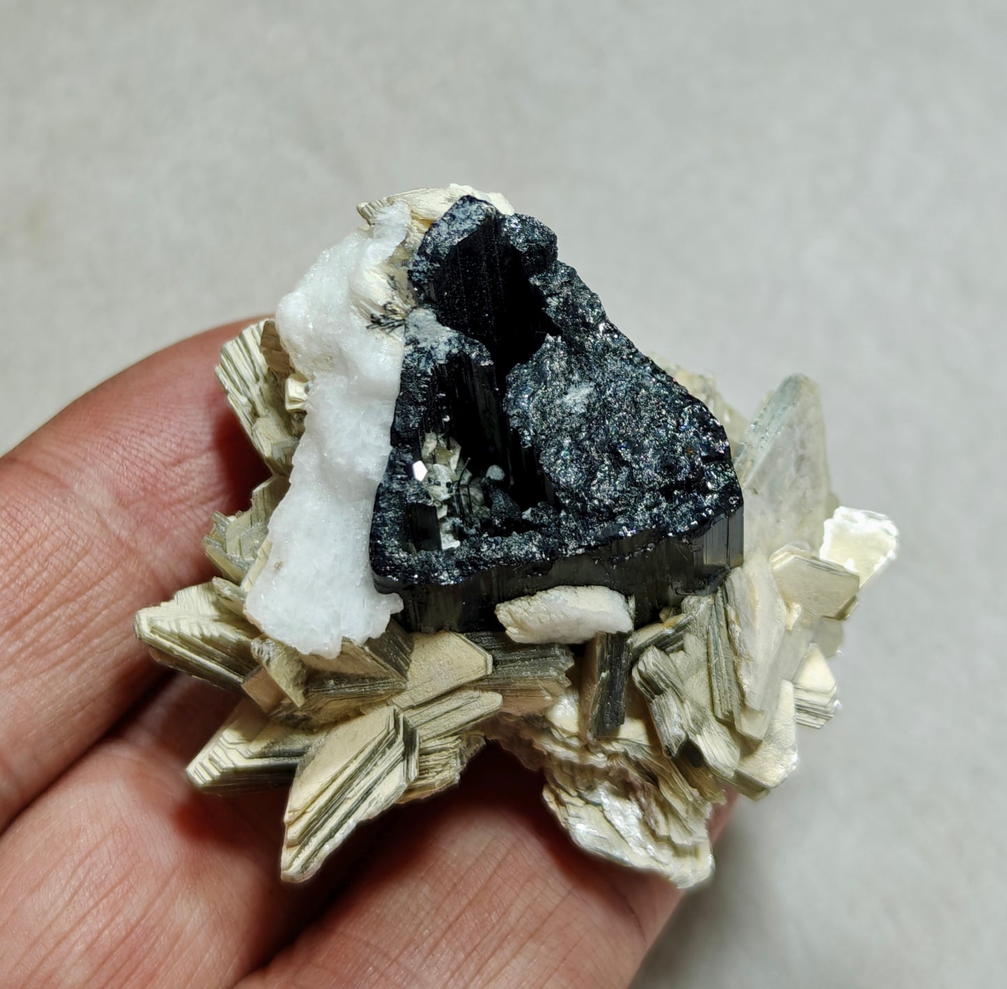 An Aesthetic Natural specimen of combination of Albite, Schorl, and Muscovite 54 grams